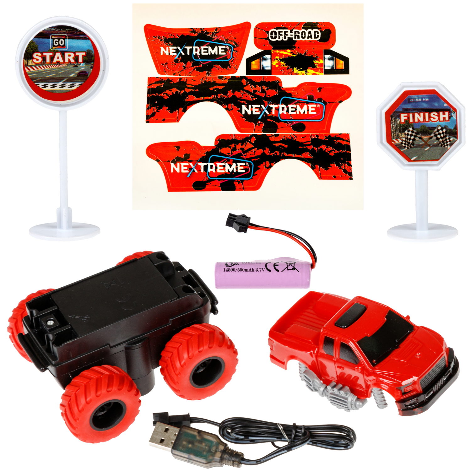 1TOY NEXTREME Гибкий трек пикап красный с аккумуляторной батареей