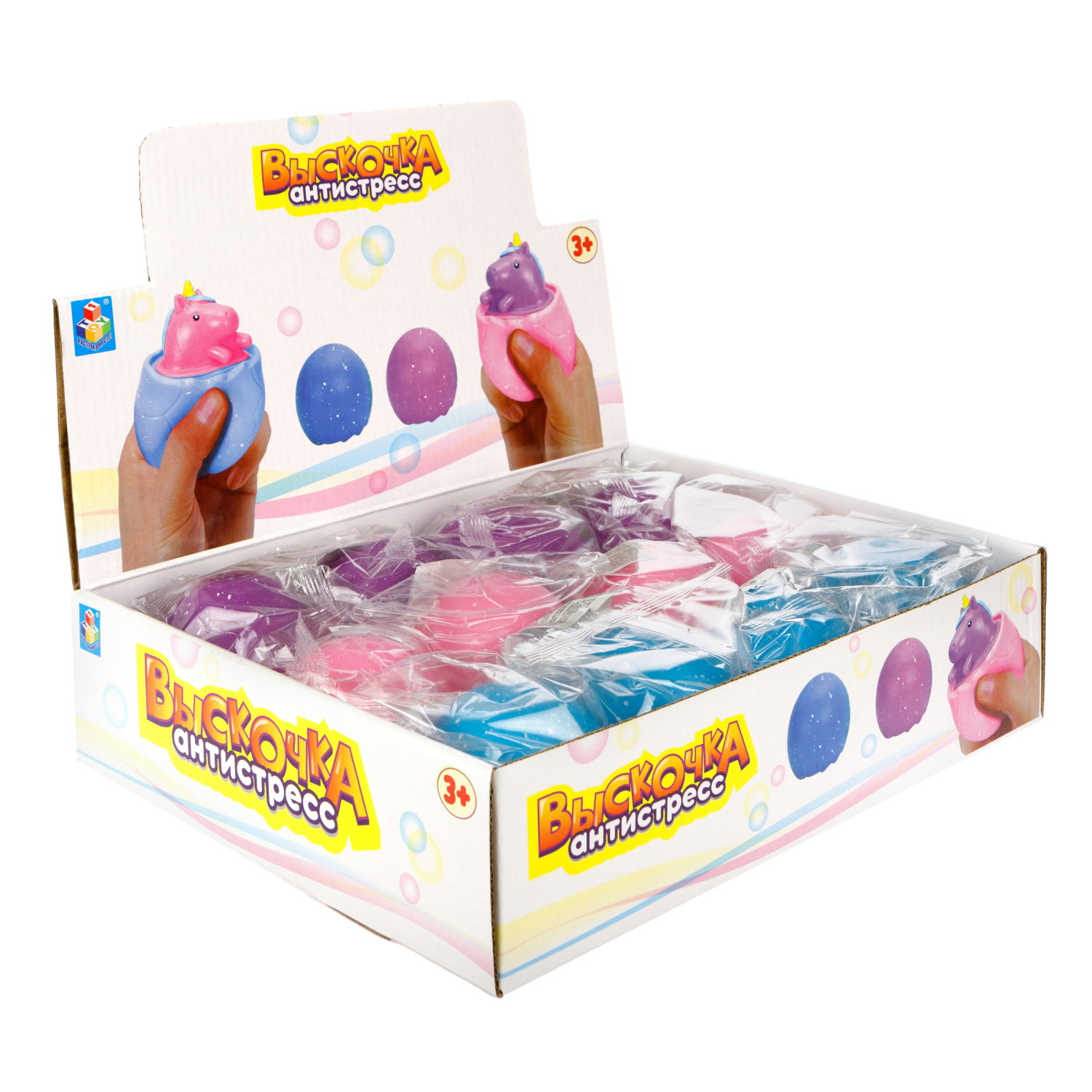 1Toy Жмяка "Выскочка. Единорог" 6,3х6,3х6,3 см, 12 шт. в д/б