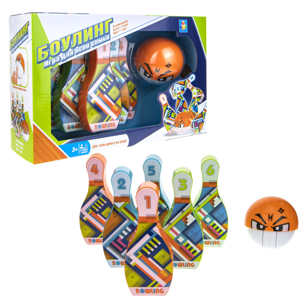 Игровой набор 1TOY Боулинг, 6 кеглей и шар
