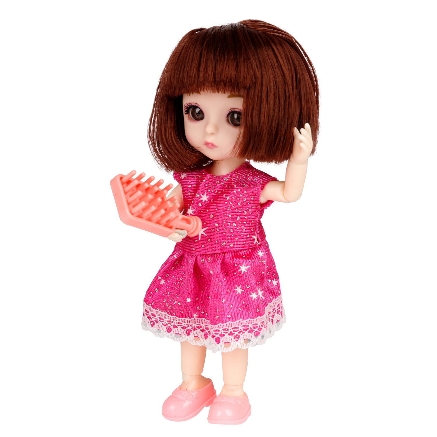 Кукла шарнирная Alisa Kawaii mini 15,2 см, с расчёской, с темными волосами 