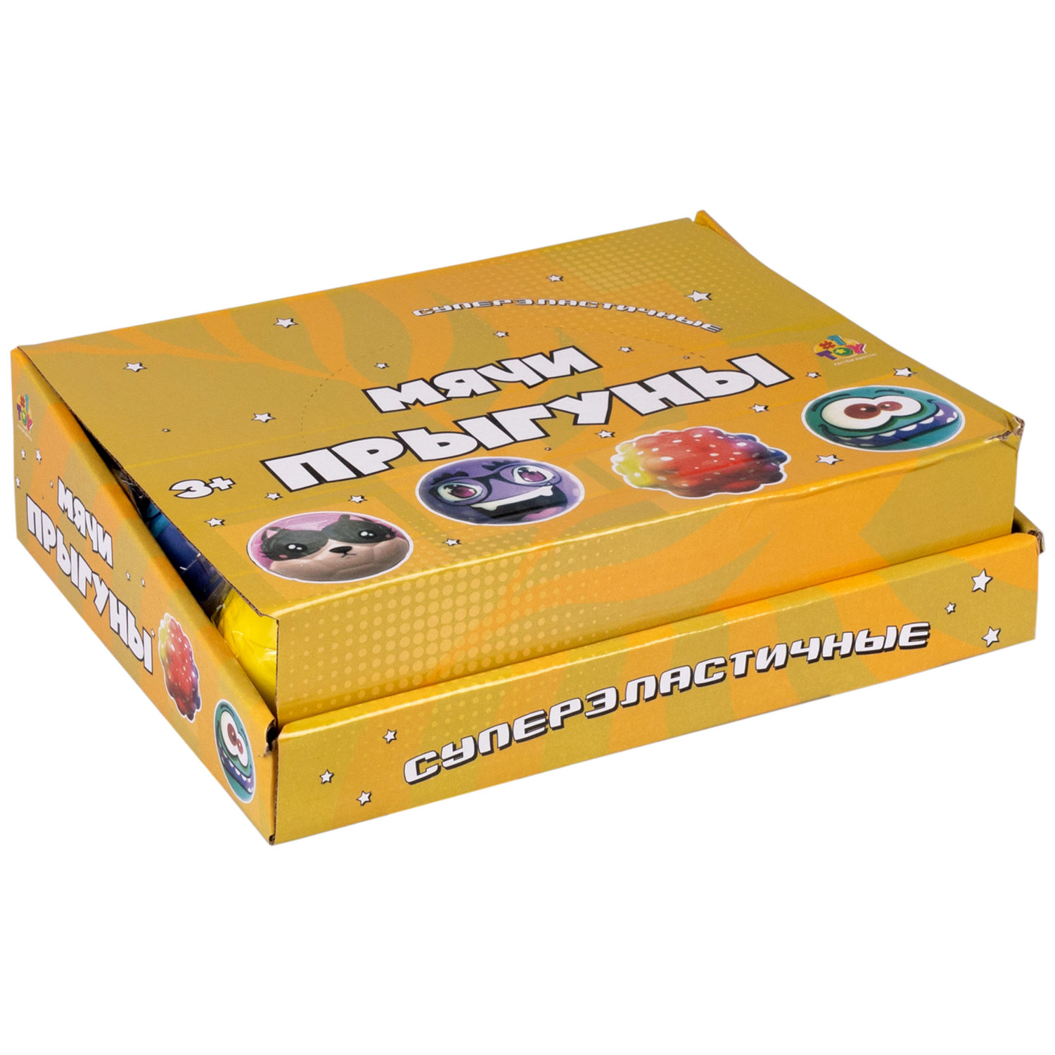 1toy мячик суперэластичный PU рифленый "Зверята" 6,3 см, дб 12 штук