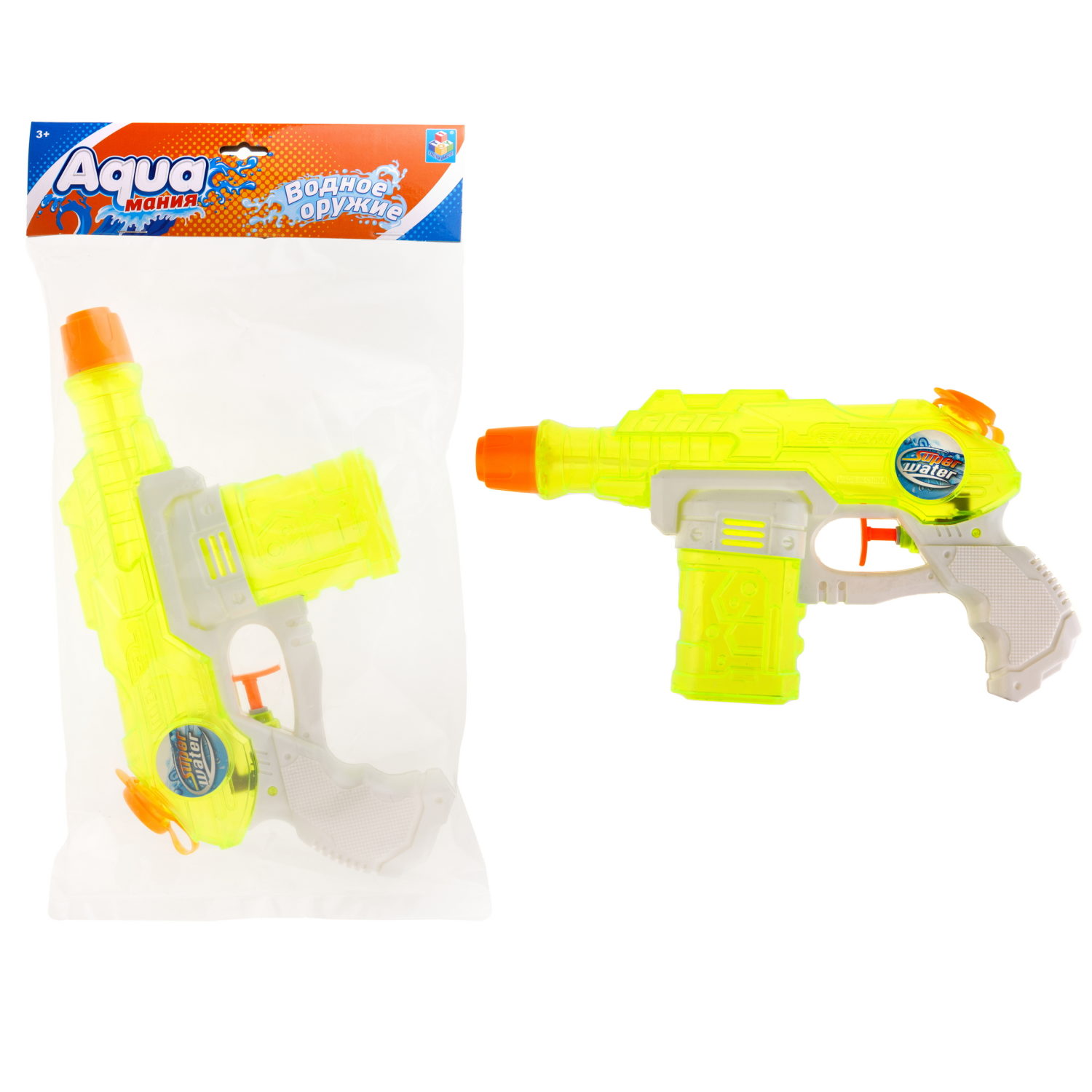 1TOY Аквамания водное оружие, 23*14*4 см, прозрачное, желтый