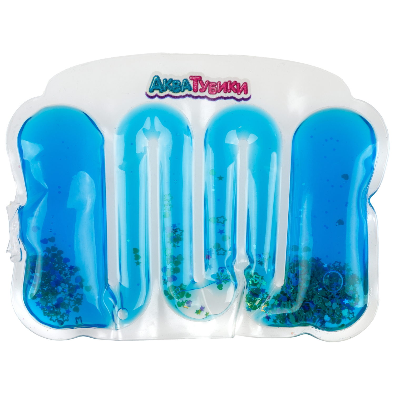 Акватубики переливайка 1TOY «Конфетти» скользун с водой внутри, антистресс для рук, жмякалка, 4 цвета в ассортименте