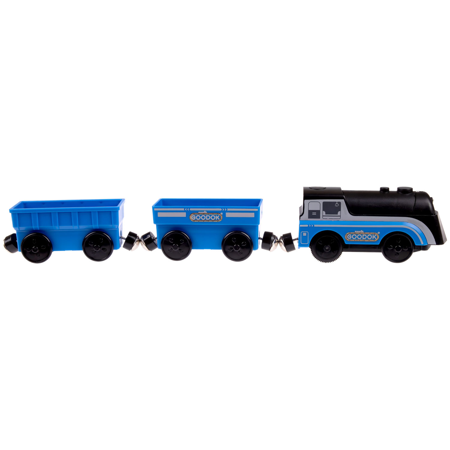 Электрический поезд 1TOY GOODOK «Транспортёр», со светом, 3 вагона, едет вперед и назад