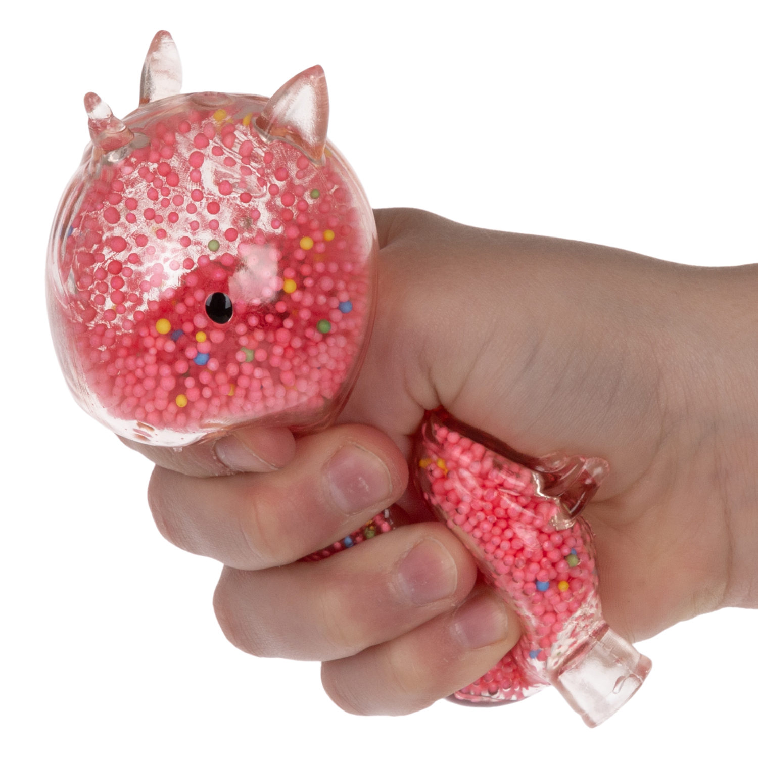 1toy Жмяка единорог с пенопластовыми шариками, 11х8 см, красный