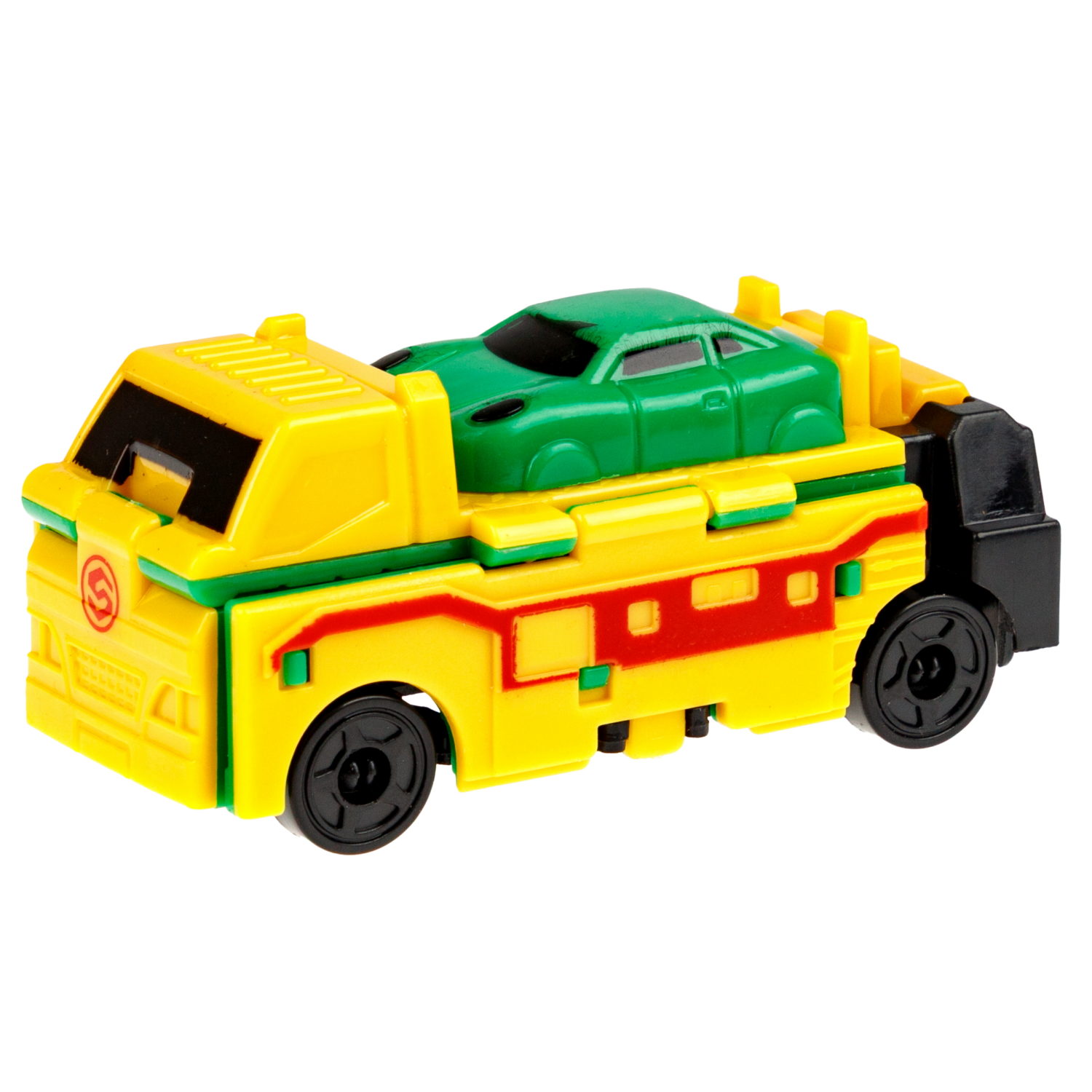 Машинка 2в1 1TOY Transcar Double: Автоплатформа - Дорожные работы, 8 см