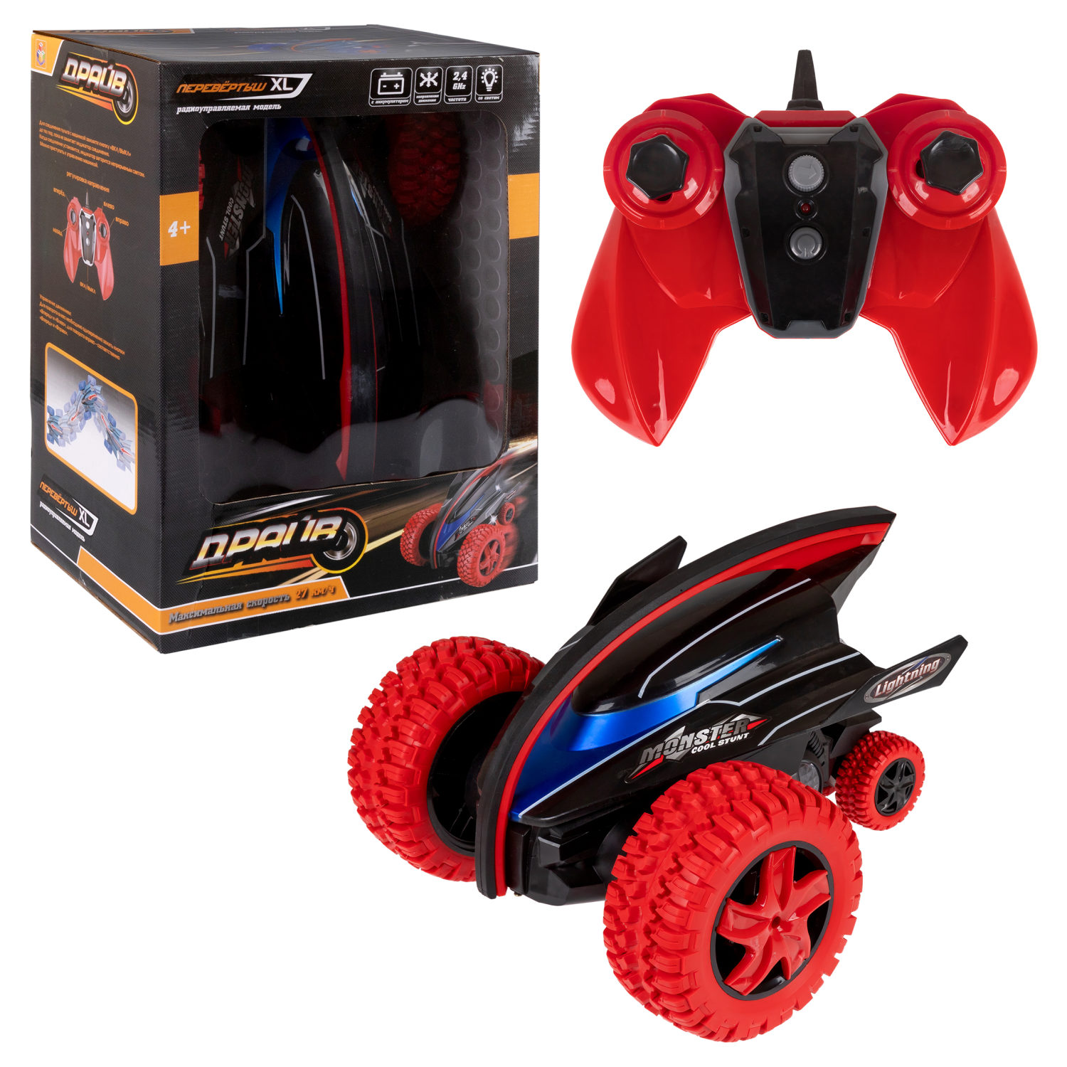 Машинка 1TOY Драйв "Трюковая машина-перевертыш" на р/у, 30см.