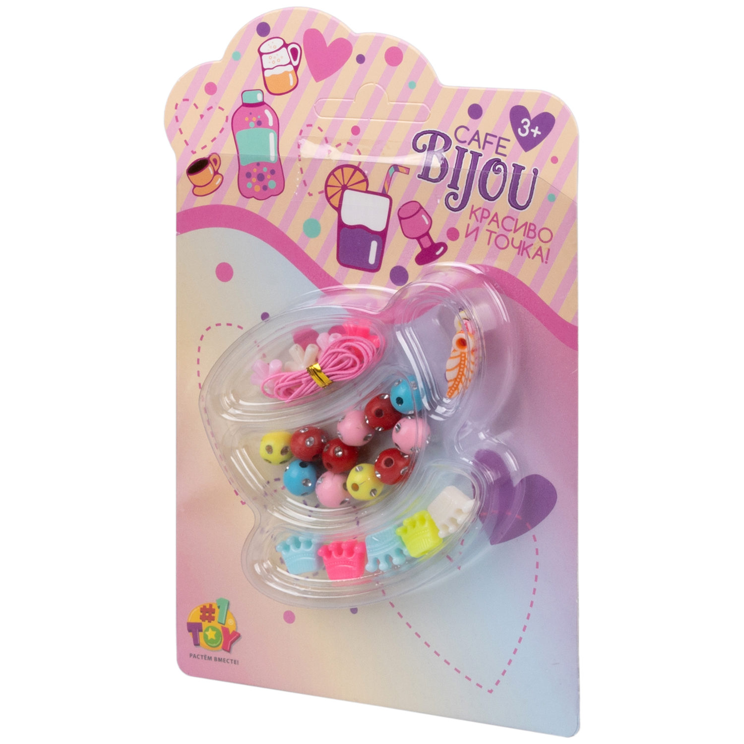 1TOY наб.бусин."Café Bijou" напитки 5 видов в асс., блистер 12*19см, 20 шт.в дб.