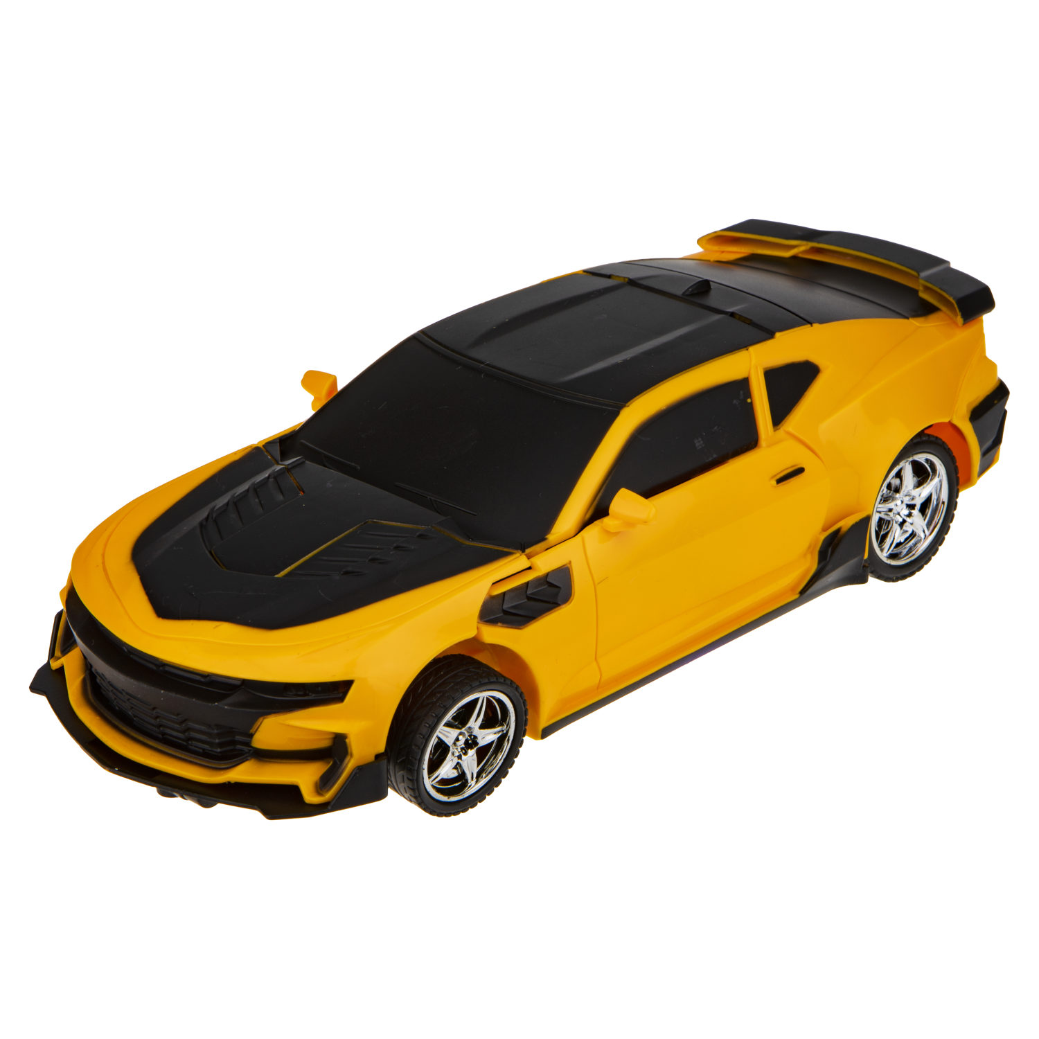 1TOY Трансботы, 1:18 на р/у 27МГц, трансформирующийся в легковую машину 20 см, желто-черный