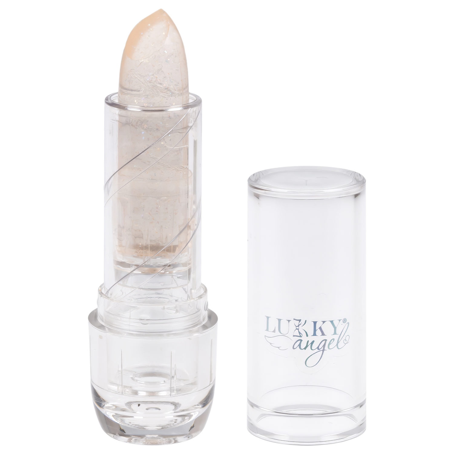 Помада для губ детская Lukky Angel Magic Crystal блестящая, прозрачная, меняющая цвет на розовый, с блестками, с ароматом ванили, 3,4 г