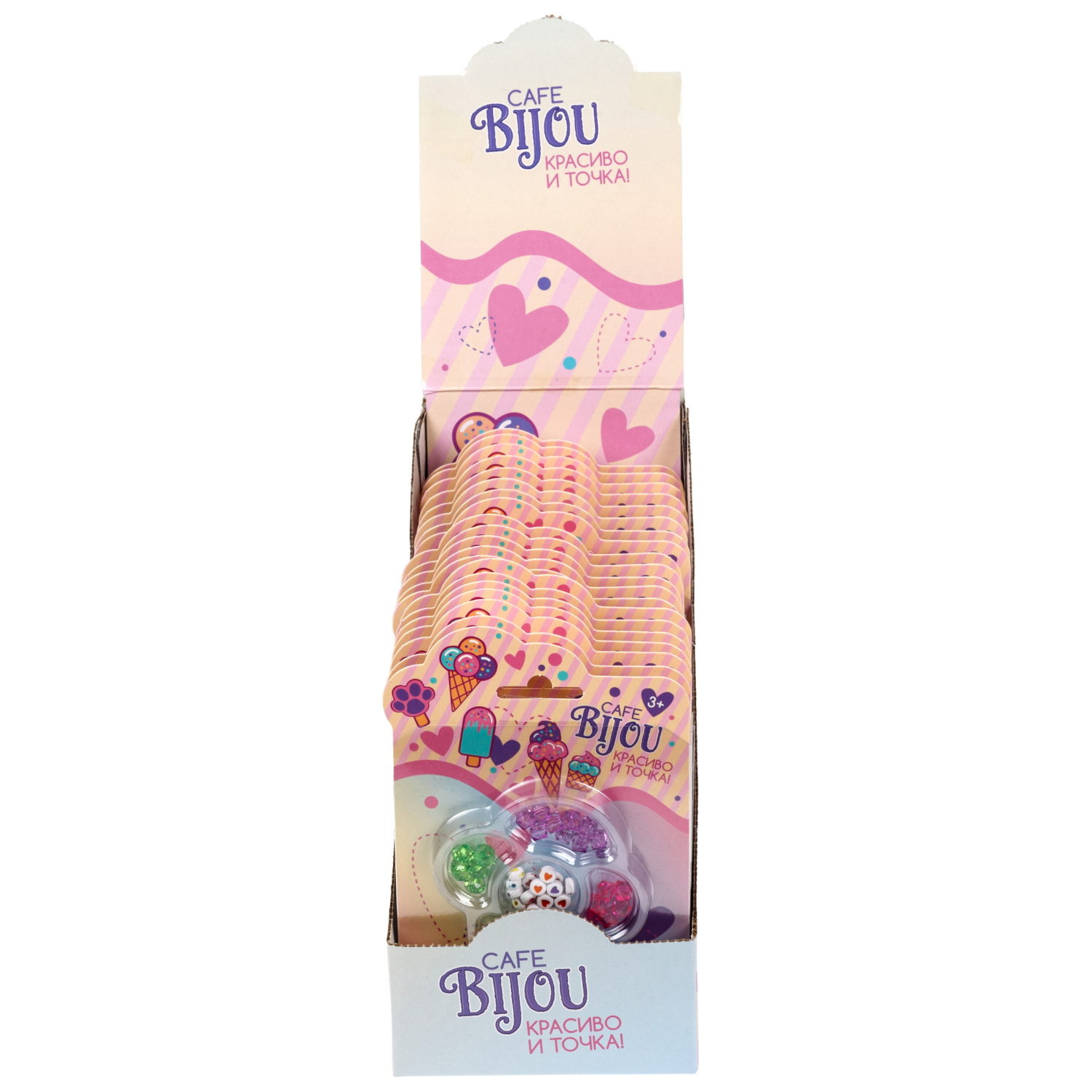 1TOY наб.бусин."Café Bijou" мороженое 5 видов в асс., блистер 12*19см, 20 шт.в дб.