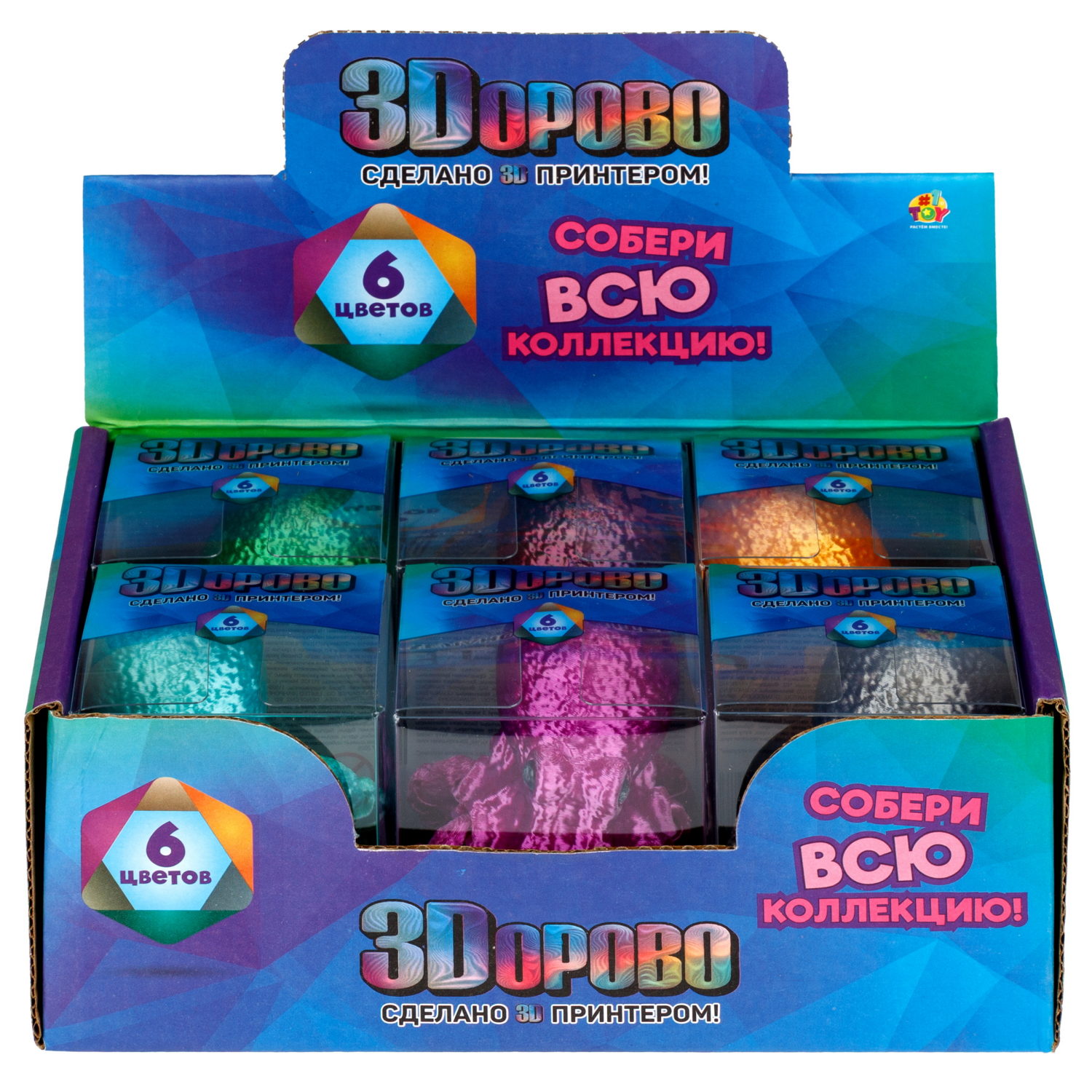 3D-игрушка 1TOY 3Dорово Осьминог, 21х6 см, 6 цветов в ассортименте