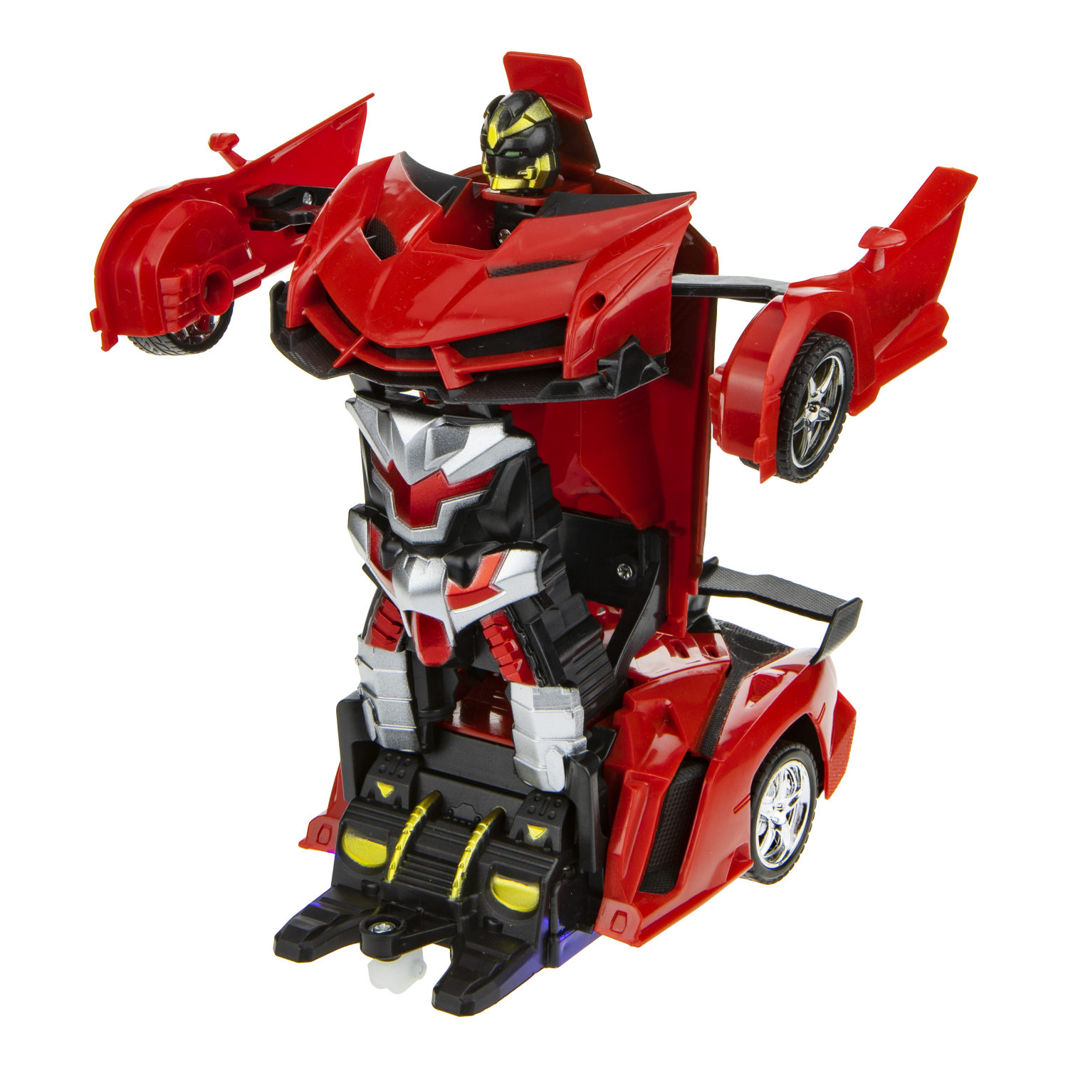 1TOY Трансботы, 1:18 на р/у 27МГц, трансформирующийся в легковую машину 20 см, 2 цвета оранжевый, красный