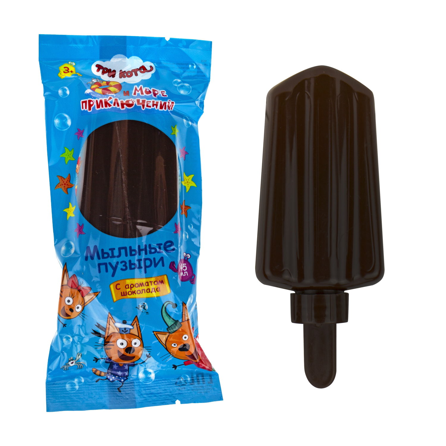 Мыльные пузыри ТРИ КОТА в виде эскимо, с ароматом шоколада (45мл.)