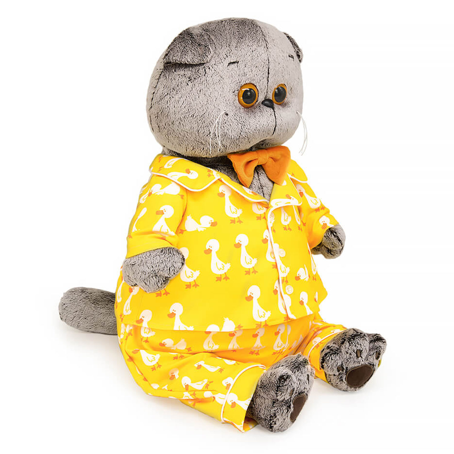 Мягкая игрушка Кот Басик в пижаме с принтом Гусик, 47 см