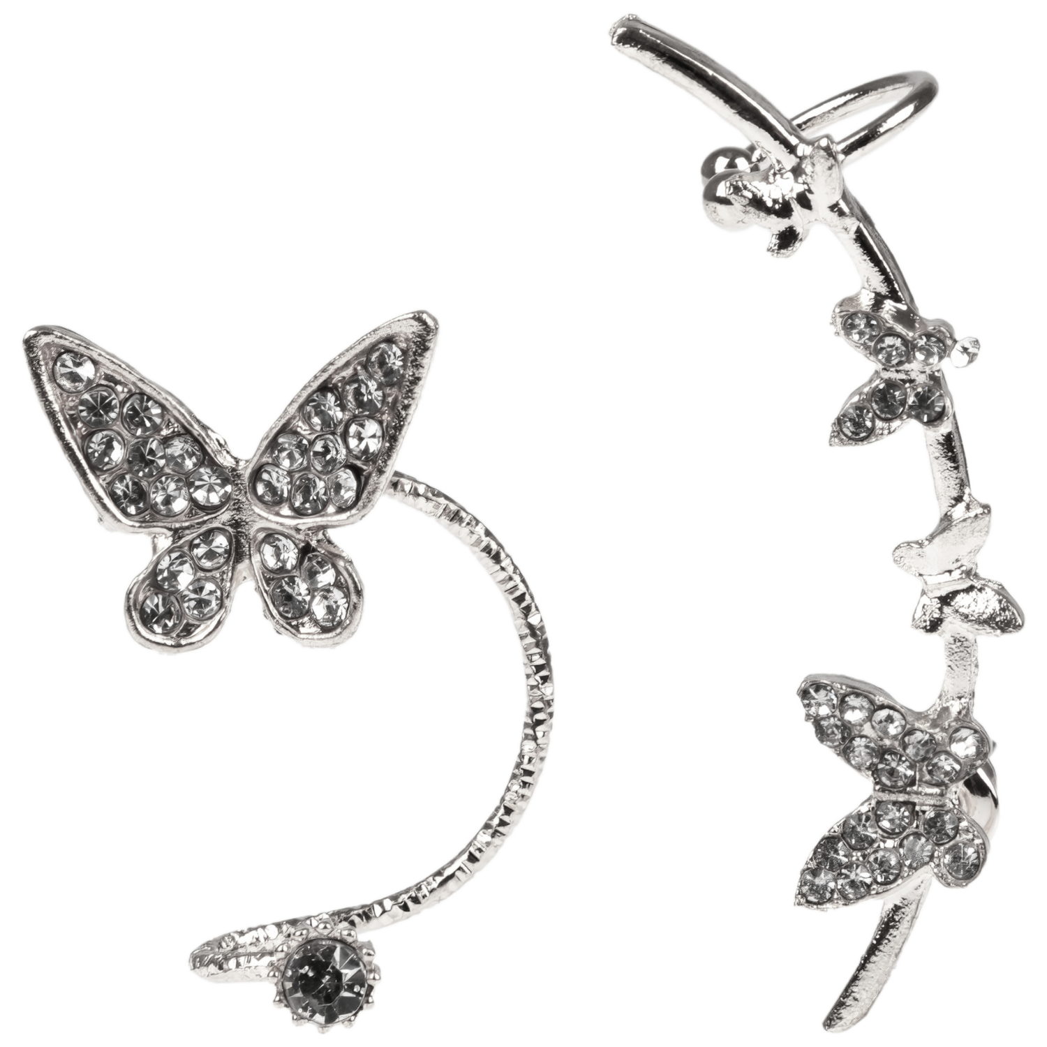 Набор из 2 асимметричных сережек Lukky Fashion "Бабочки", каффы