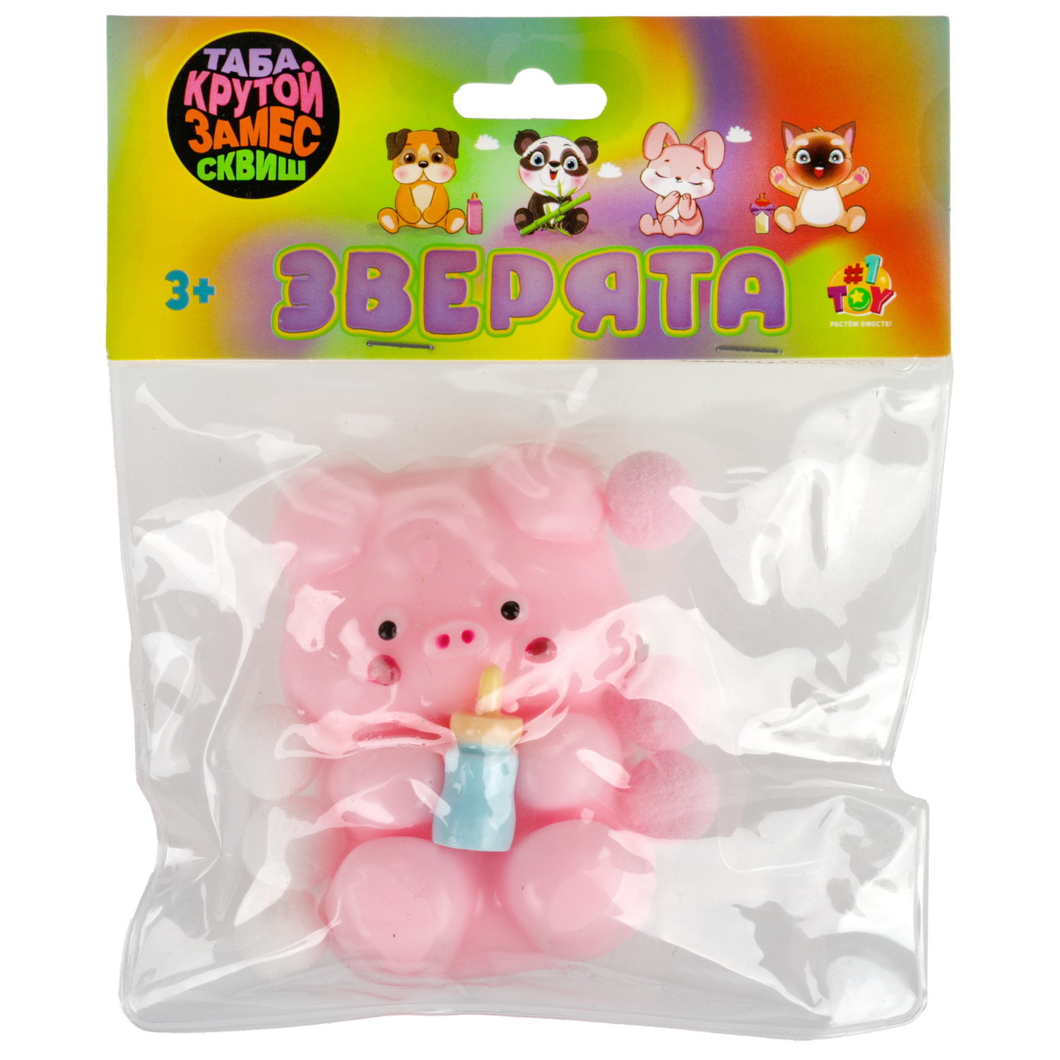 Таба сквиш 1TOY Крутой замес Звери, 7х5х3 см, в ассортименте