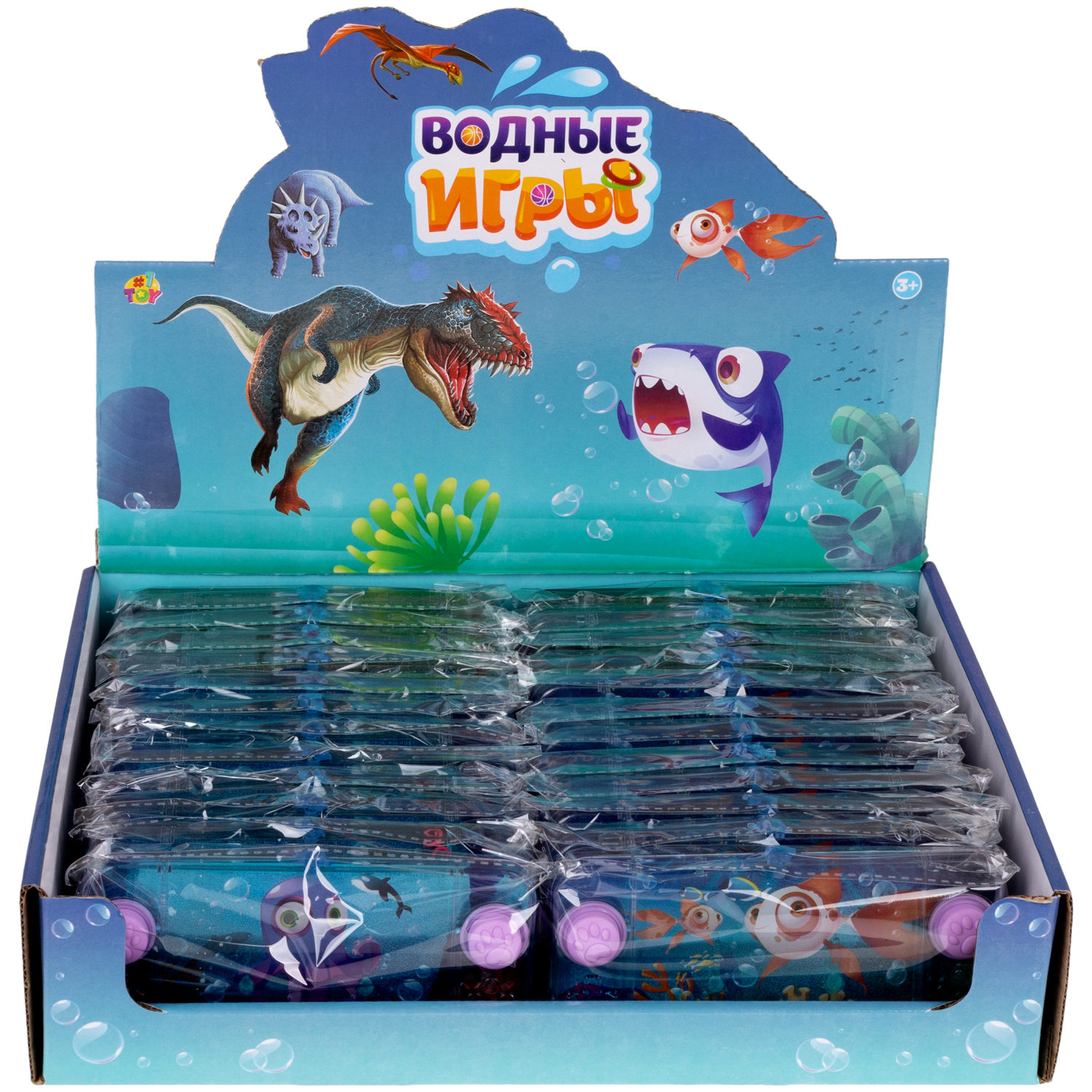 1TOY Игра с водой насади колечки морские обитатели, 3 вида в ассортименте, 15,5*7*2см