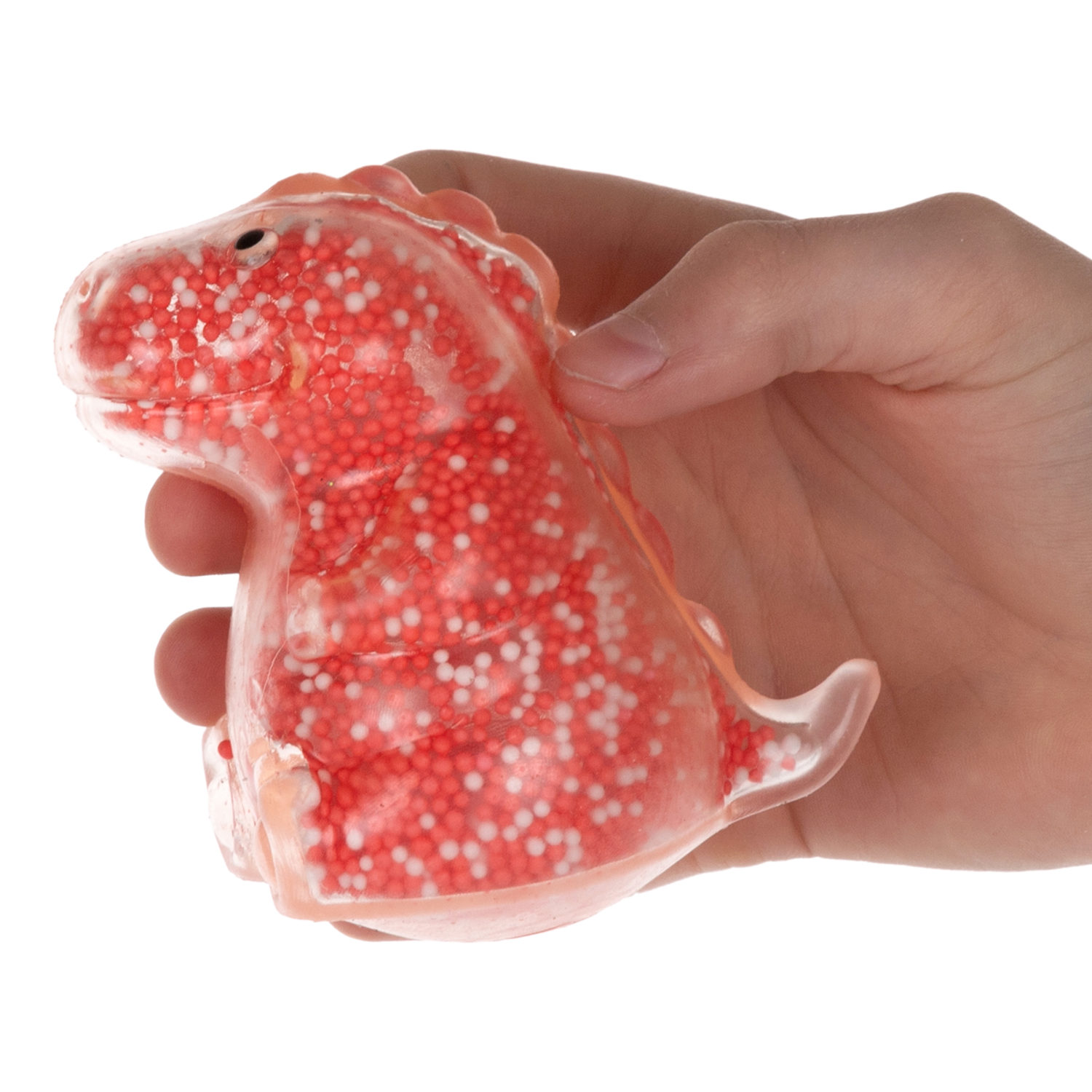 1toy Жмяка динозавр с пенопластовыми шариками, 8х11 см, красно-белый