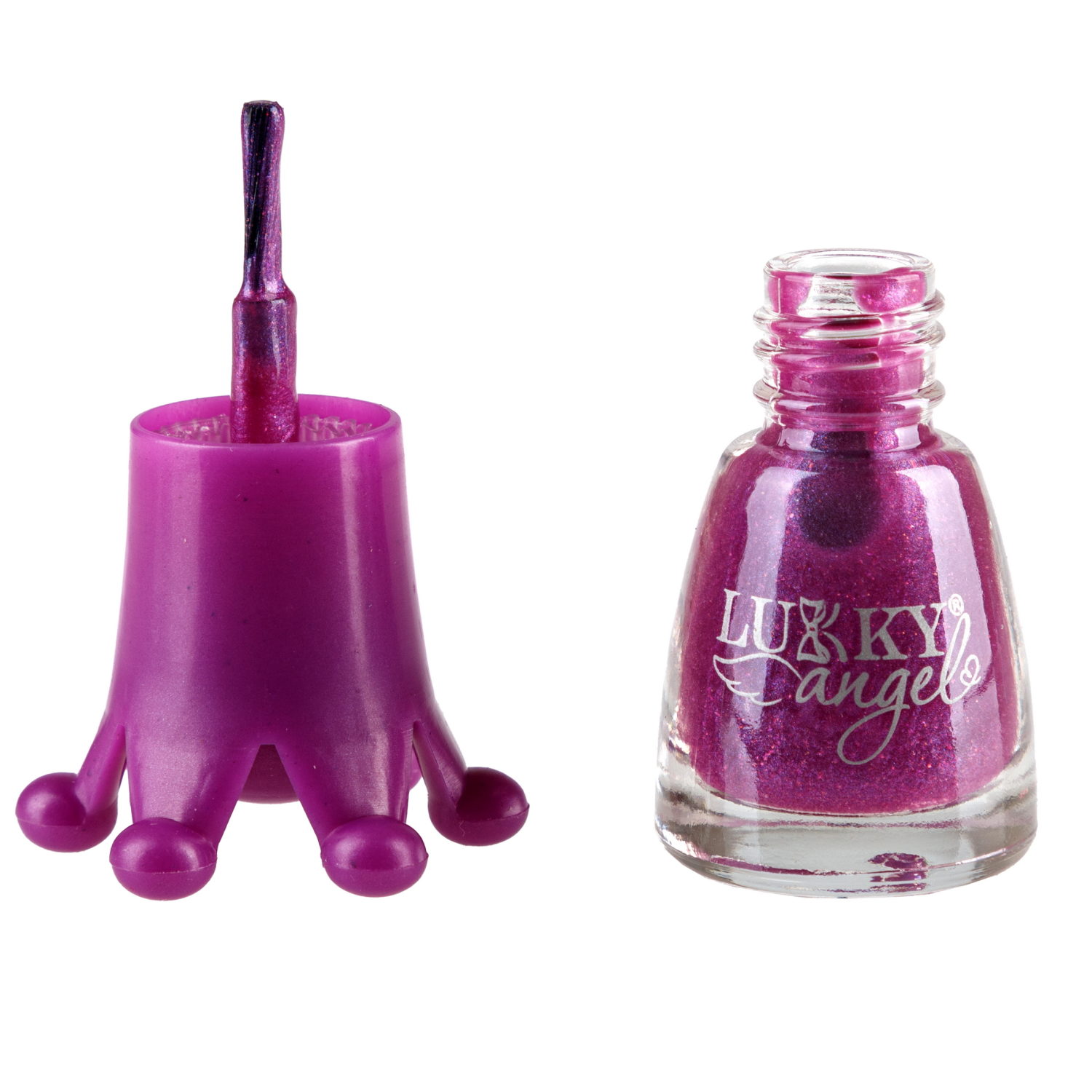 Lukky Angel Лак для ногтей, смываемый водой, цвет фиолетовый перламутр, с ароматом клубники, 5 ml, блистер