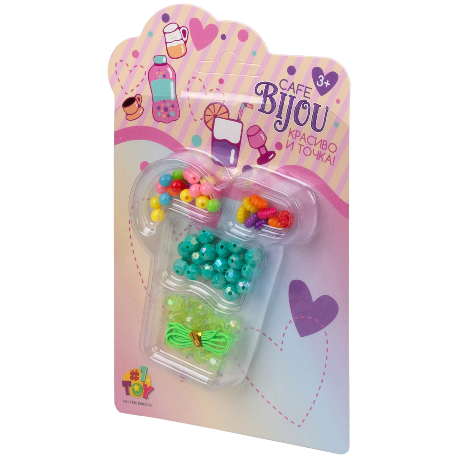 1TOY наб.бусин."Café Bijou" напитки 5 видов в асс., блистер 12*19см, 20 шт.в дб.