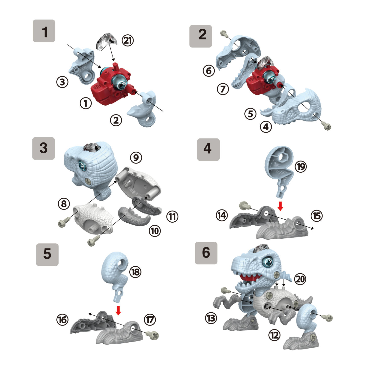Интерактивная игрушка динозавр 1toy RoboLife Спинозавр, детская, музыкальная, конструктор, робот, со световыми эффектами, для девочек и мальчиков