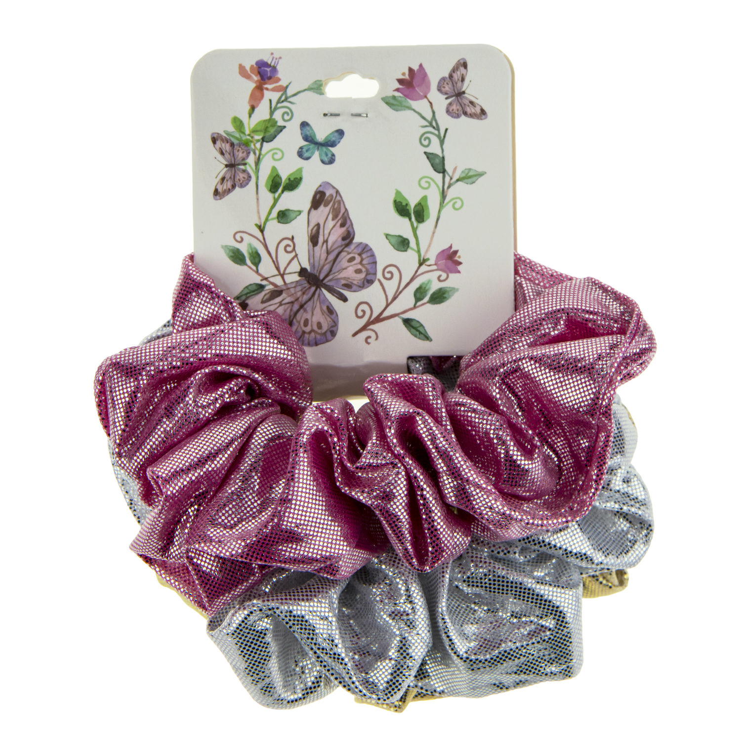 Lukky Fashion резинки текстильные, блестящие, 3 шт (золотой, серебряный, розовый)