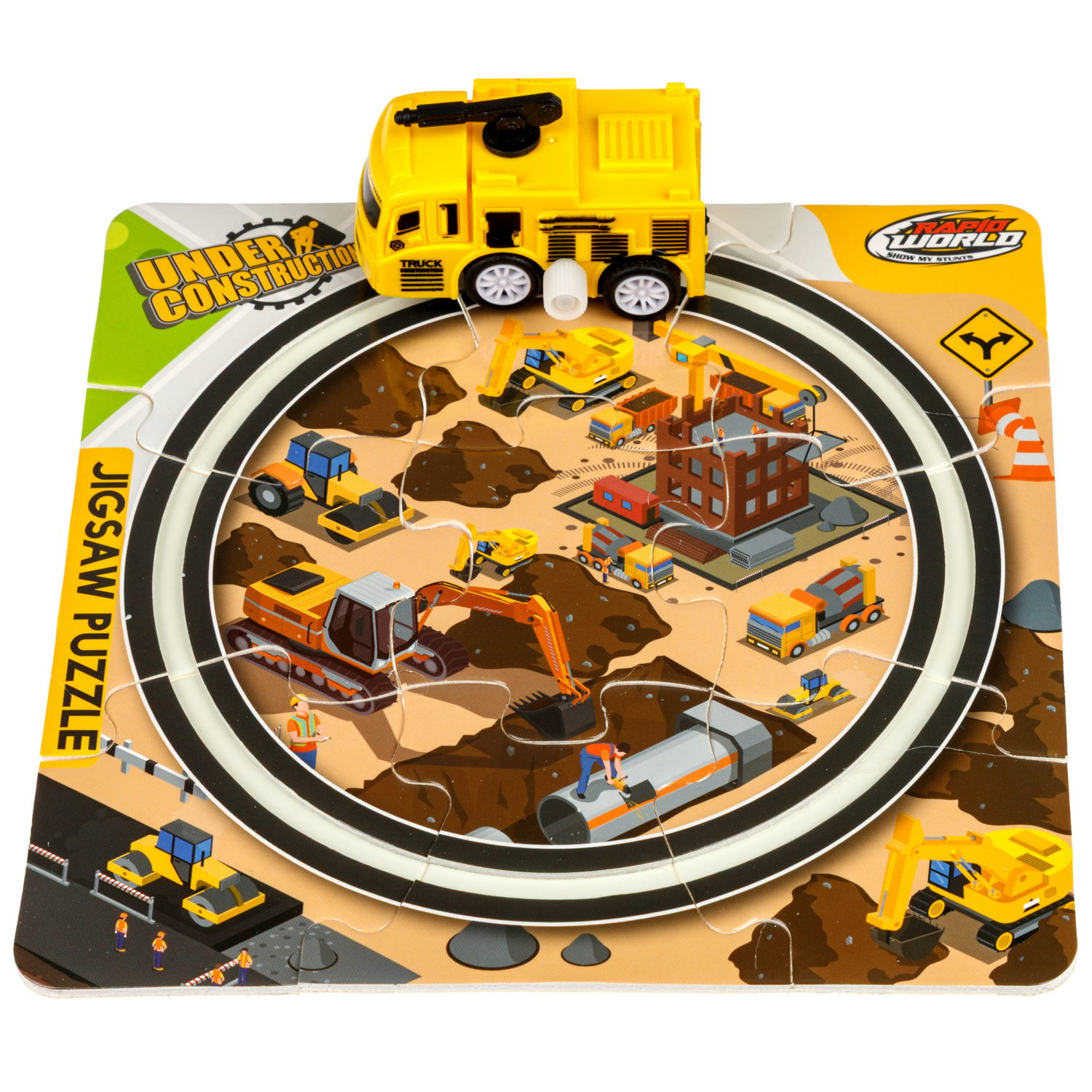 Игровой набор 1TOY Пазл-трек "Мегаполис" с машинкой, 4 вида, 10 деталей