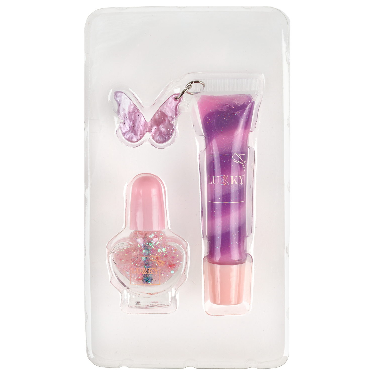 Lukky Beauty Duet набор блеск для губ и лак для ногтей, цвет розовый