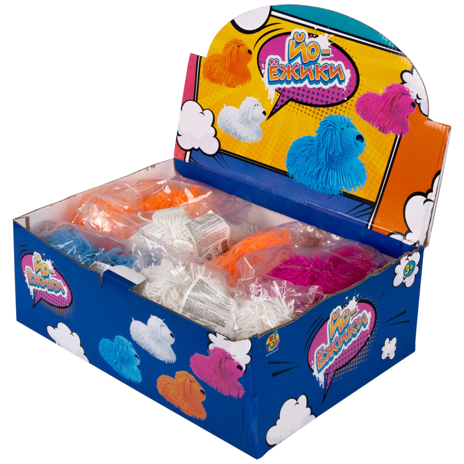 Игрушка-антистресс для рук 1toy Йо-Ёжики, "Собака" 20 см, 4 цвета в ассортименте