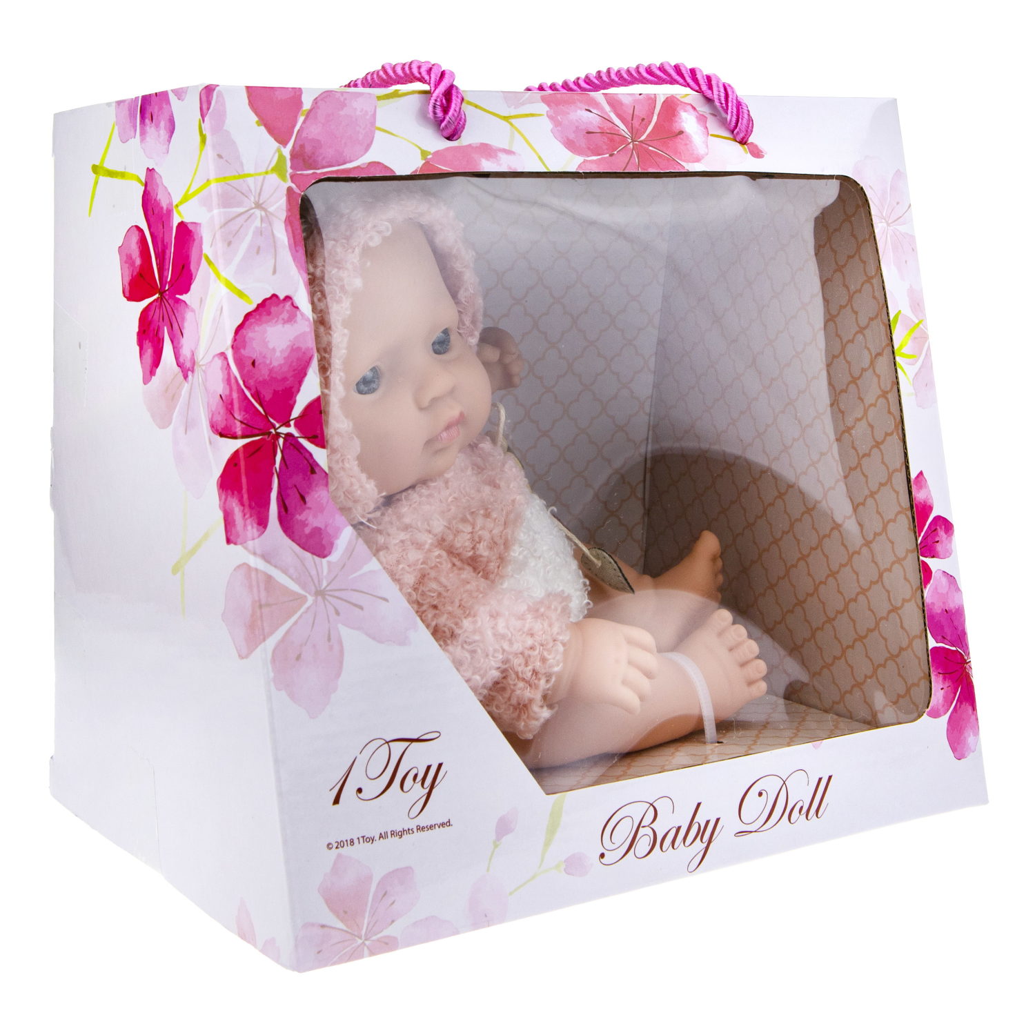 Пупс 1TOY Baby Doll в теплом розовом комбинезоне, 20 см
