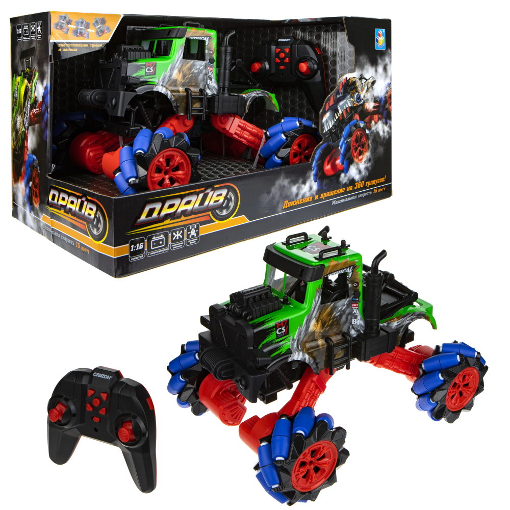 Машинка на пульте управления 1TOY Драйв, Монстр-трак Динозавр, в ассортименте