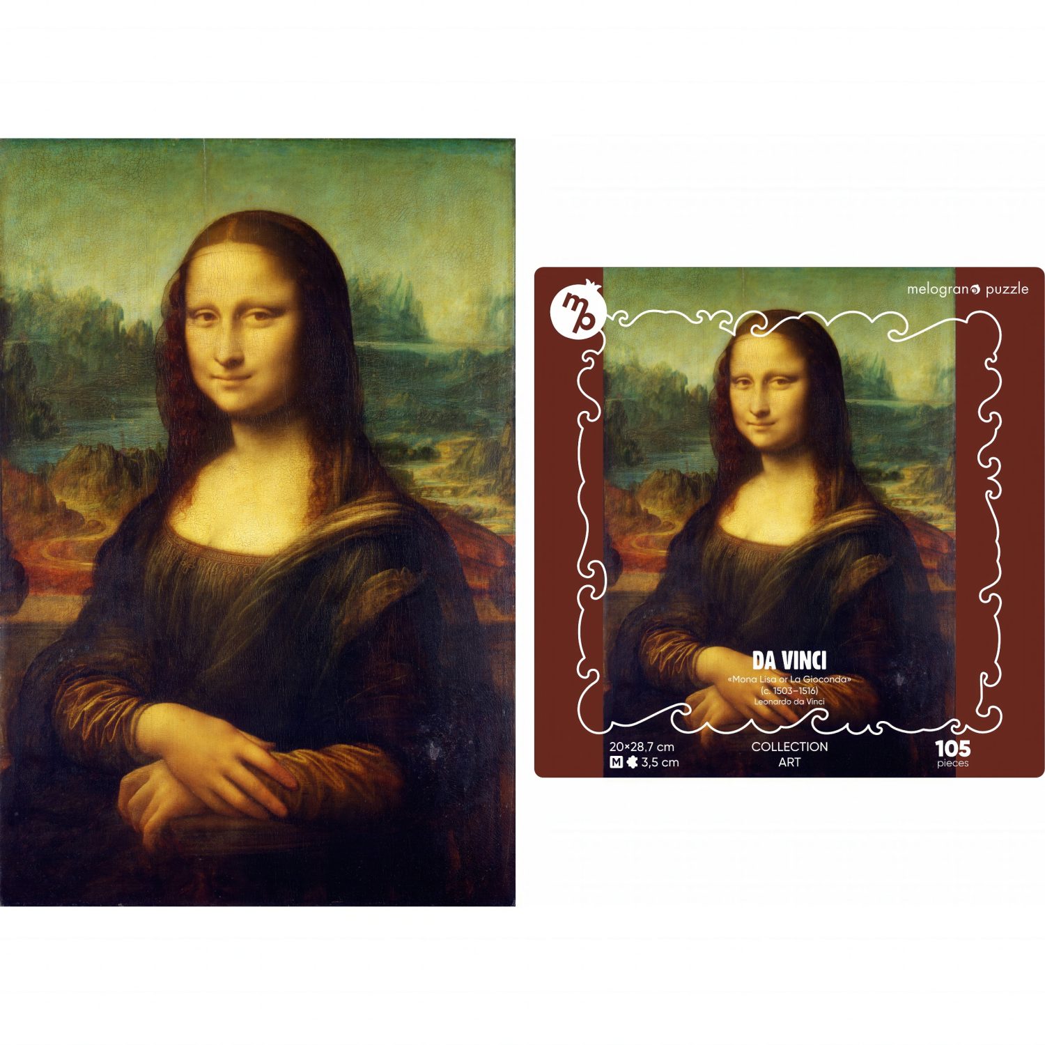 Деревянные пазлы Collection Art Леонардо да Винчи, Мона Лиза, 105 деталей, 20х28,7 см, 10+