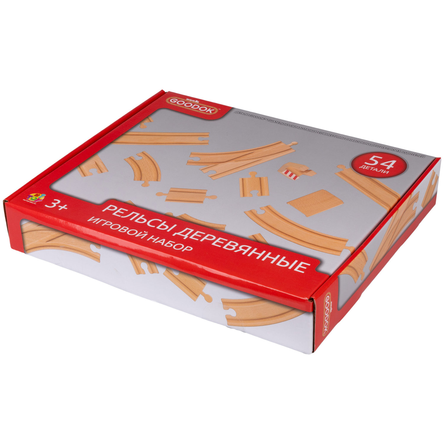 Рельсы для деревянной железной дороги 1TOY Goodok, ассорти, 54 шт.