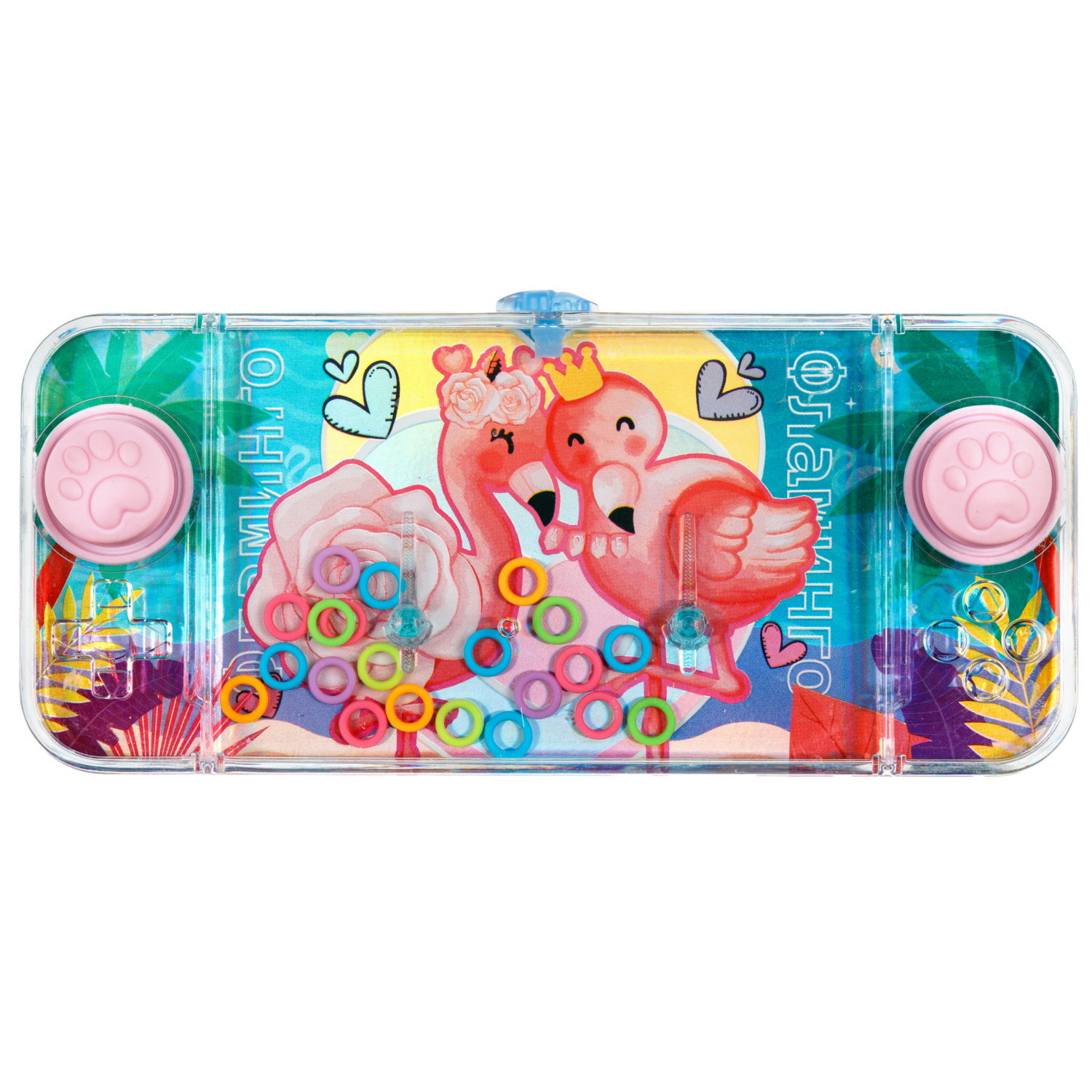 Водный тетрис 1TOY Игра с водой Насади колечки Фламинго, 15,5х7х2 см, 3 вида