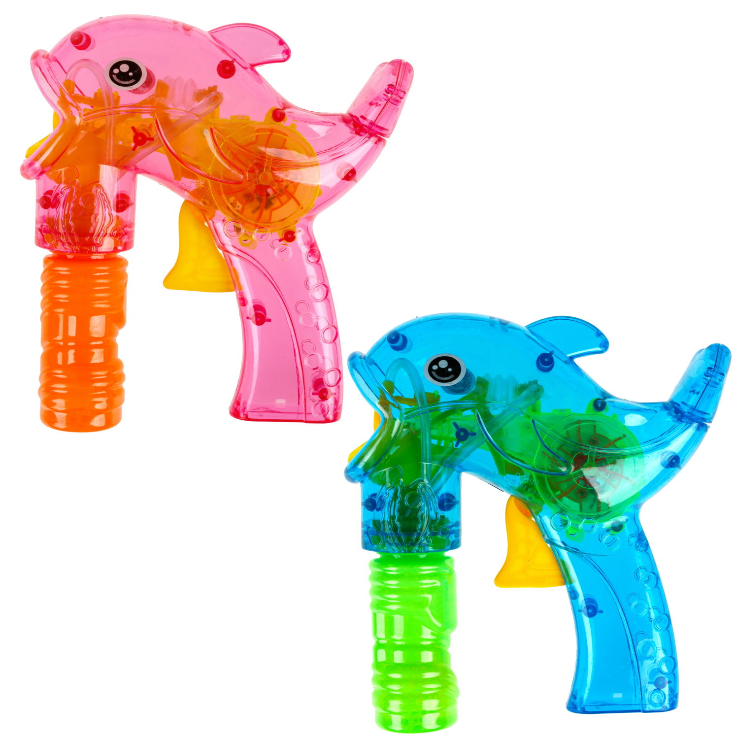 Пистолет для пускания мыльных пузырей 1TOY Мы-шарики! в виде дельфина, со световыми эффектами, 2*50 мл