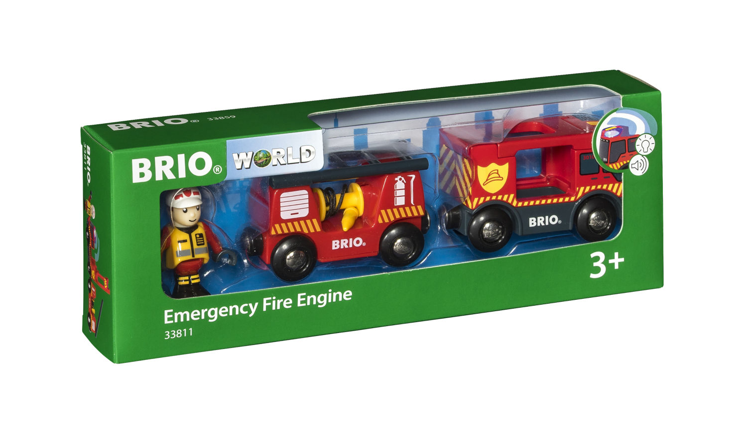 Пожарная машина с фигуркой BRIO, со светом и звуком, для деревянной железной дороги 