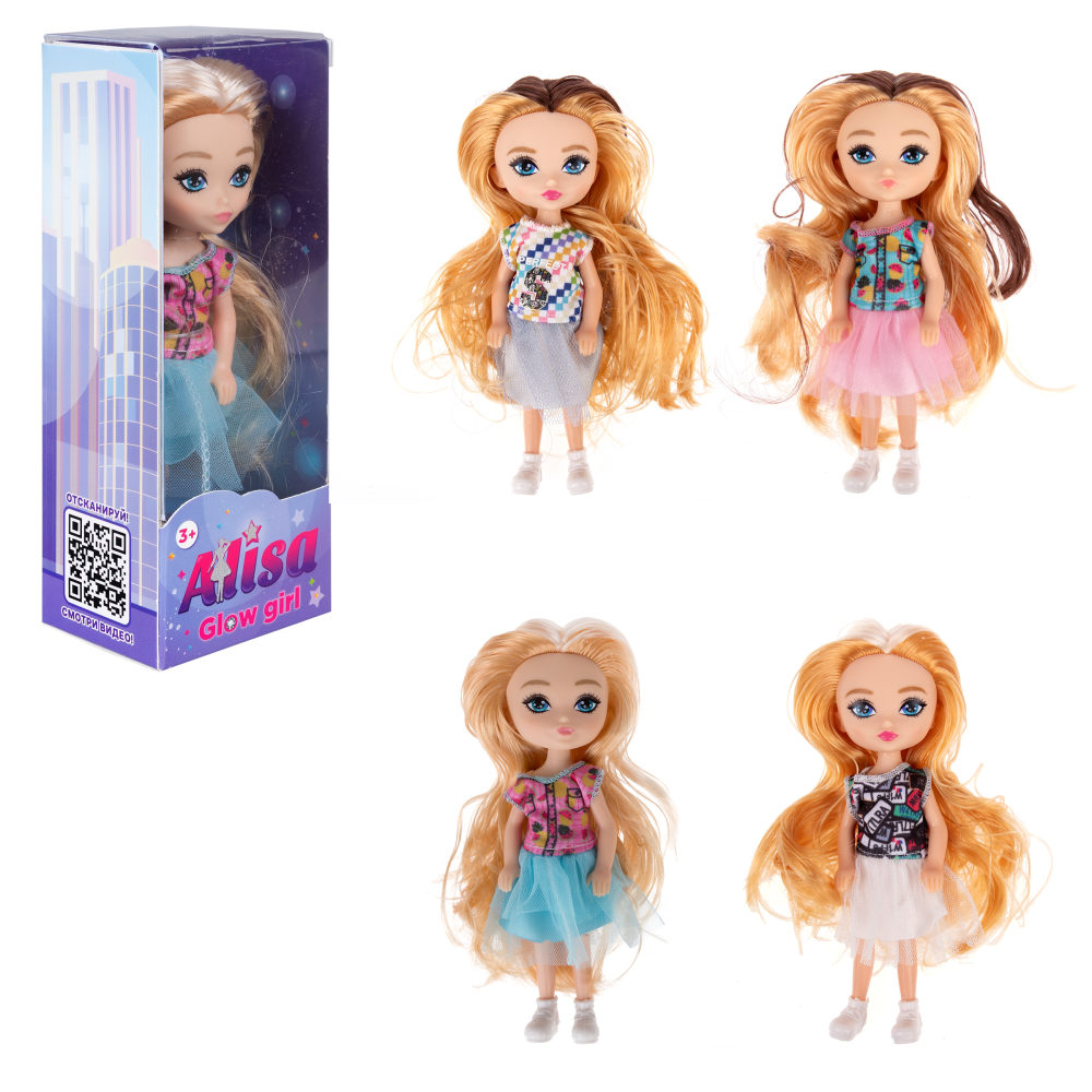Кукла 1TOY ALISA GLOW GIRL, с разноцветными волосами, 15 см