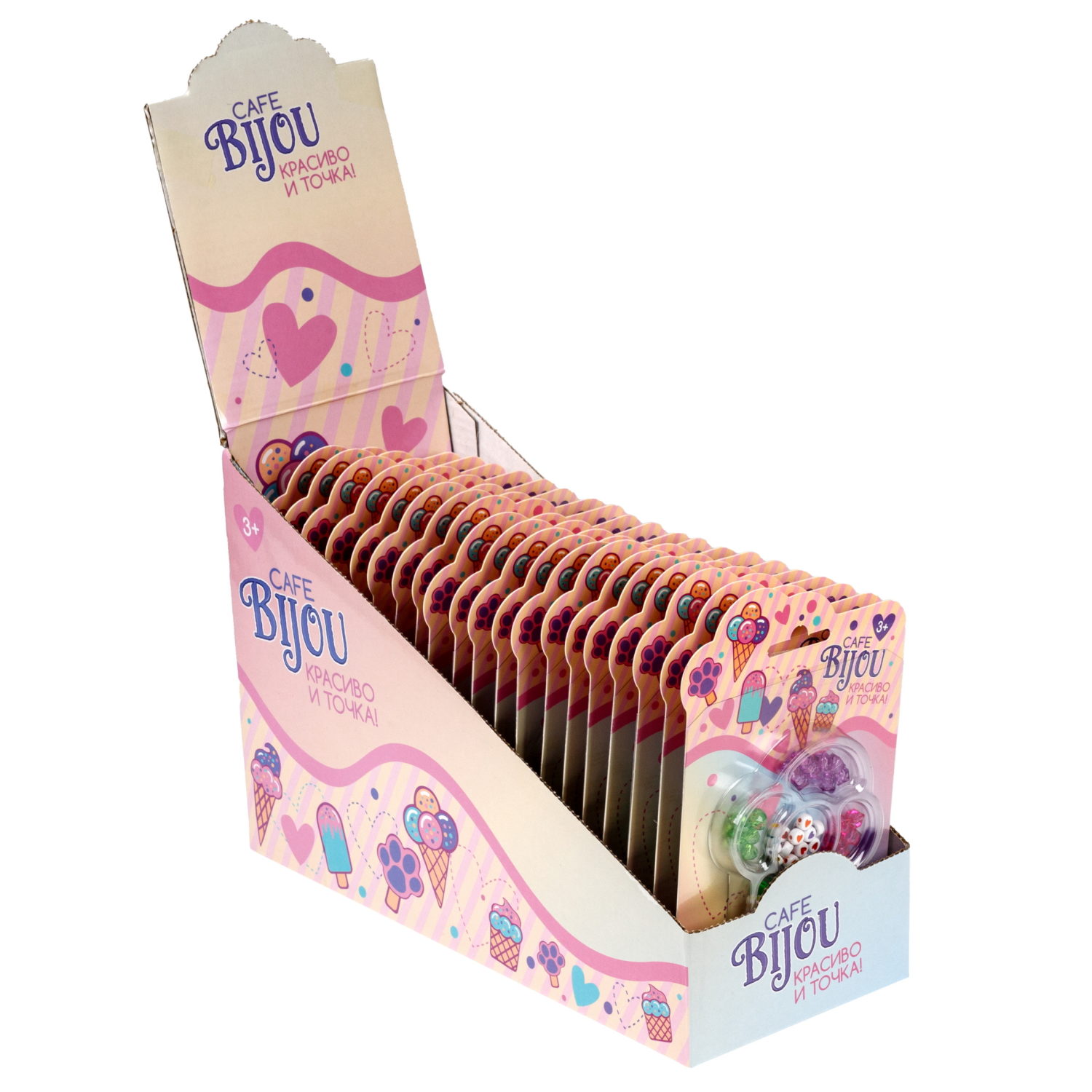 1TOY наб.бусин."Café Bijou" мороженое 5 видов в асс., блистер 12*19см, 20 шт.в дб.
