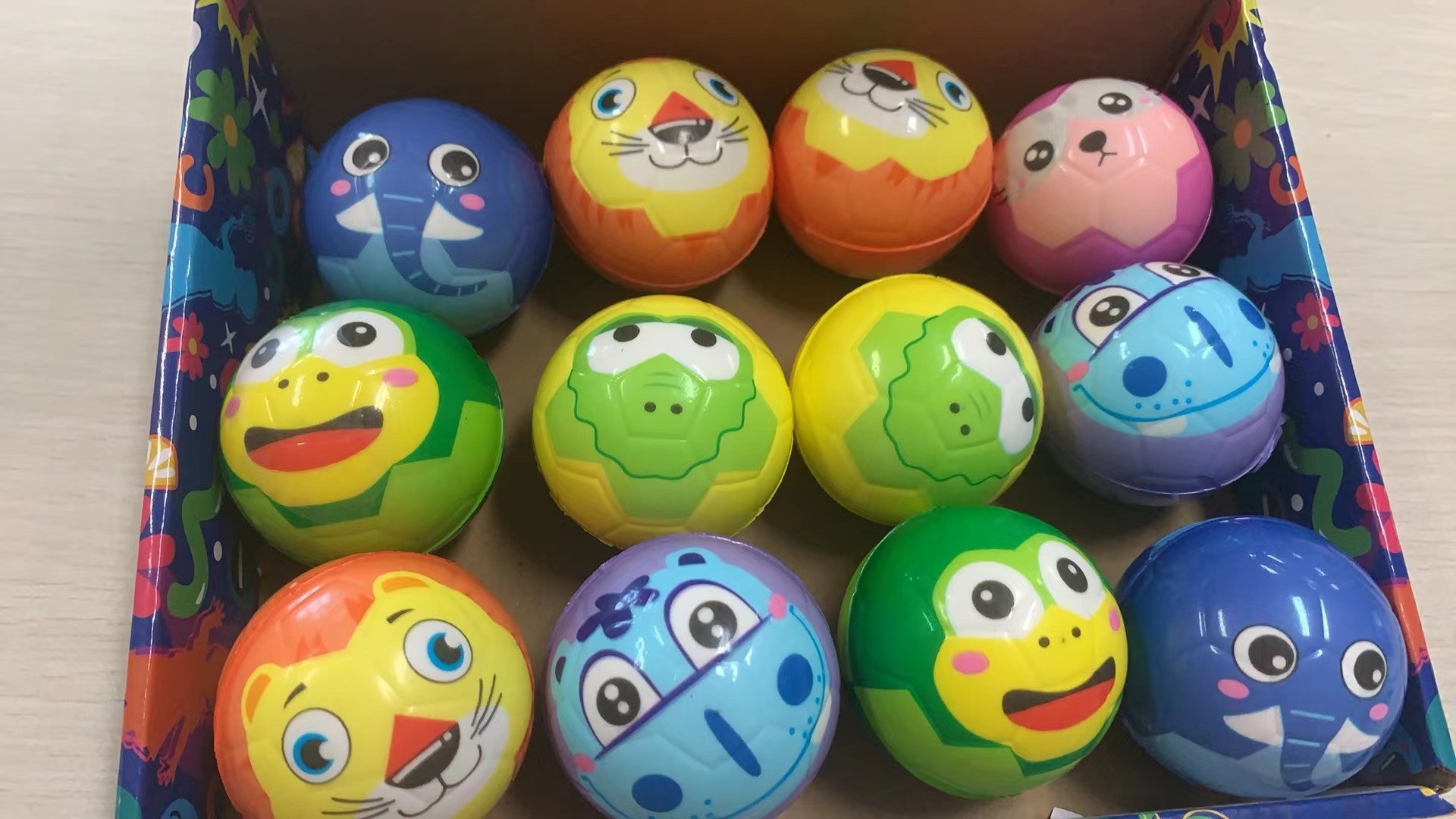 1toy мячик суперэластичный PU рифленый "Зверята" 6,3 см, дб 12 штук