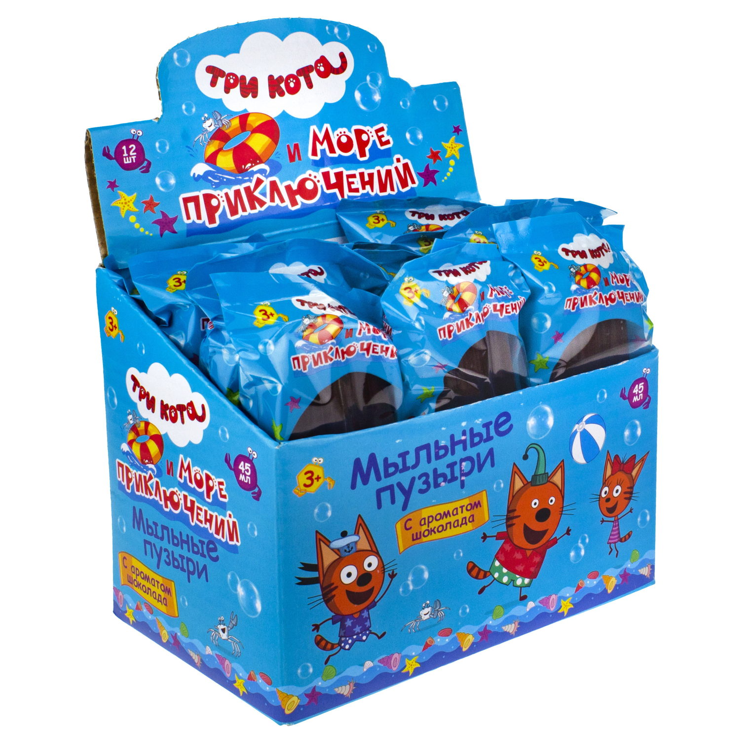 Мыльные пузыри ТРИ КОТА в виде эскимо, с ароматом шоколада (45мл.)