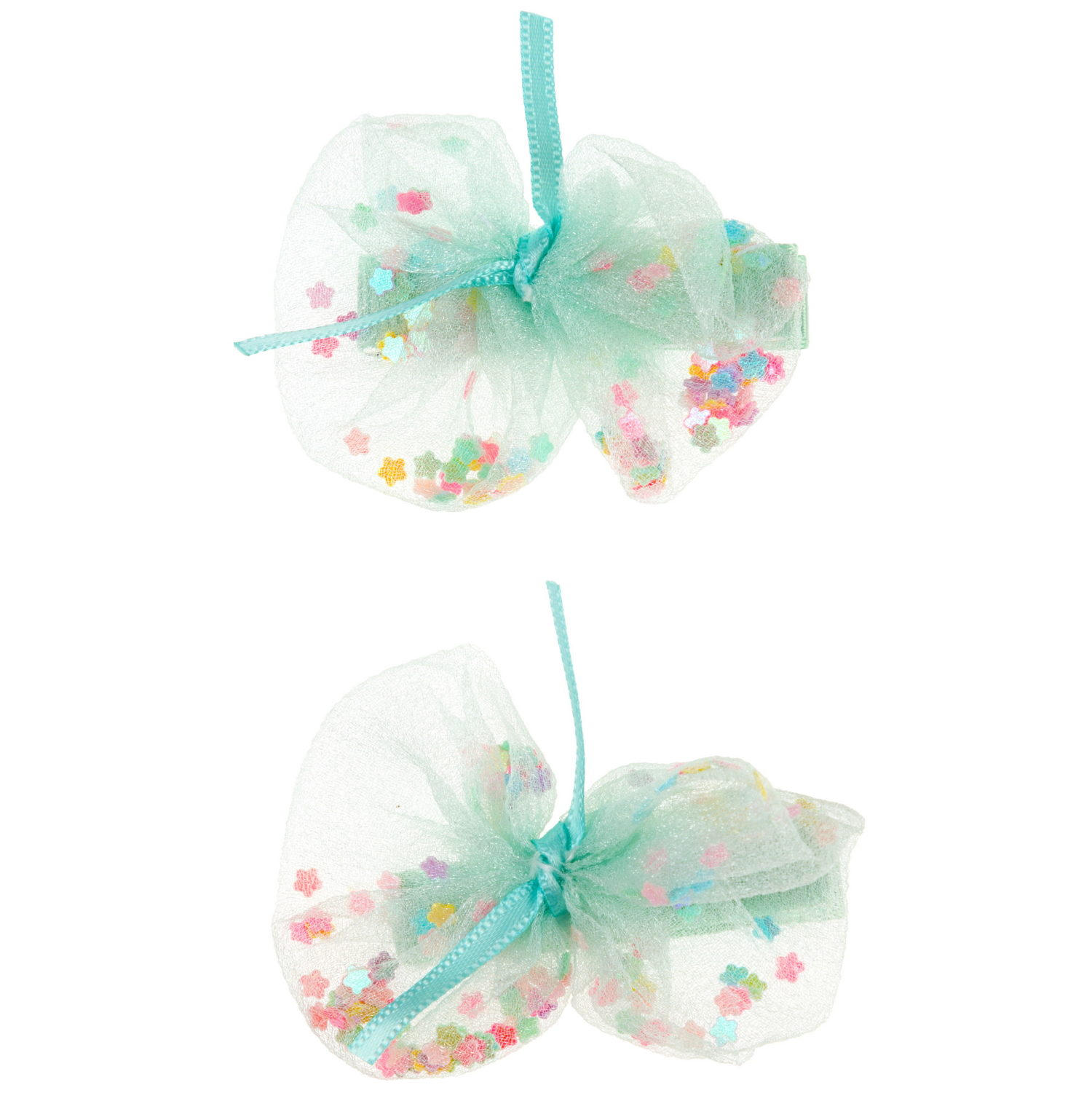 Заколки для волос Lukky Fashion Бантики с блестящей насыпкой, детские, для девочки, зажимы, 4 цвета в ассортименте, набор 2 шт.