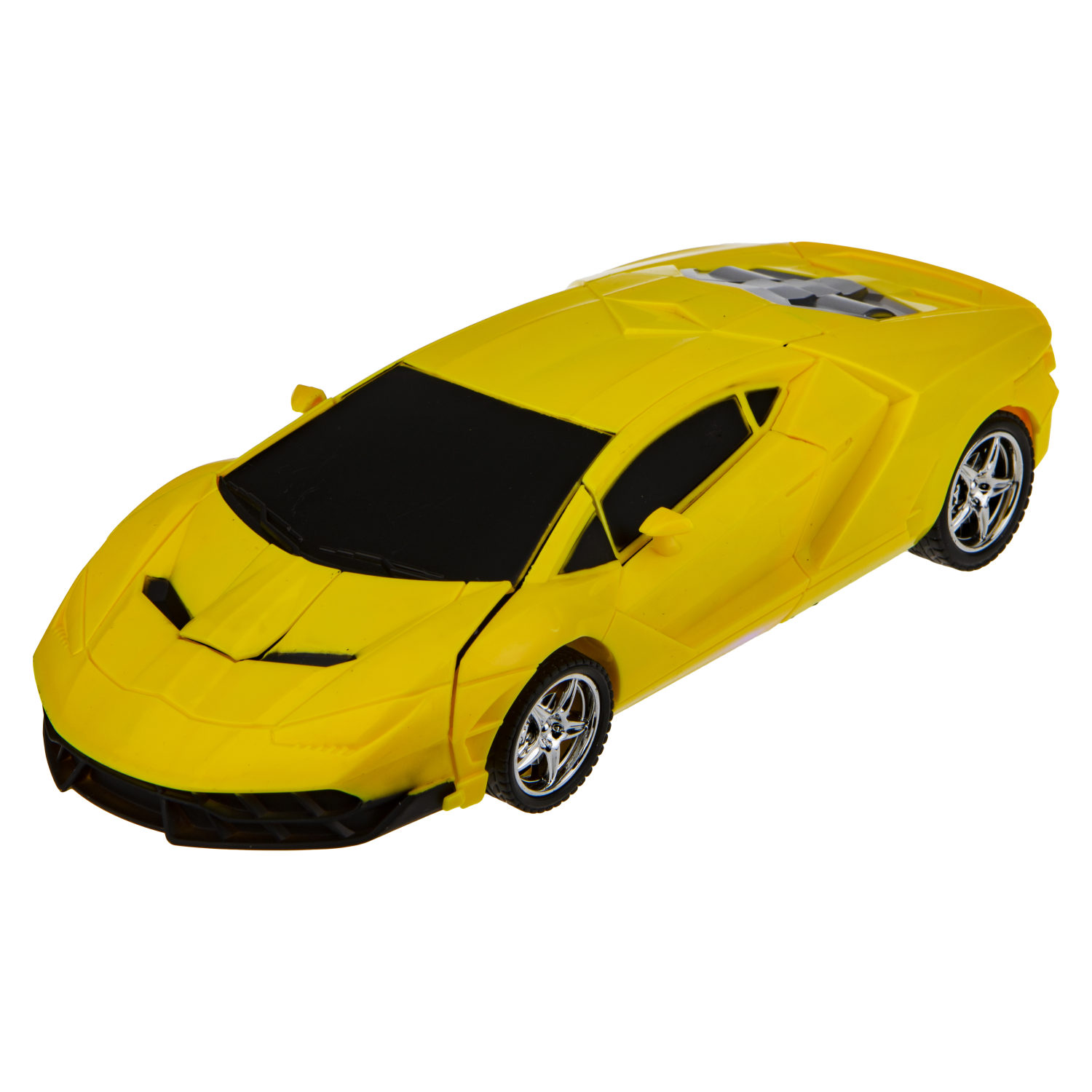 1TOY Трансботы, 1:18 на р/у 27МГц, трансформирующийся в легковую машину 20 см, 2 цвета желтый, серый