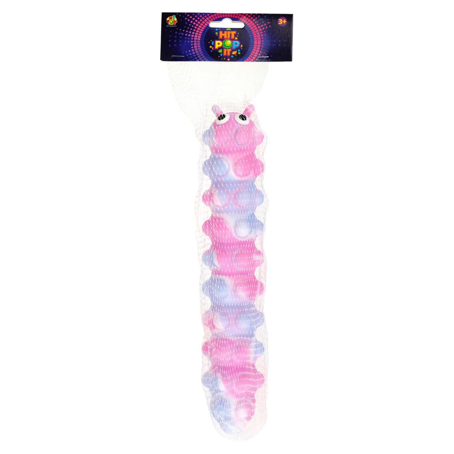 1toy Жмяка Hit Pop It "Гусеница" на присосках 26,5х4,8х3,8 см, 4 вида, 12 шт. в д/б