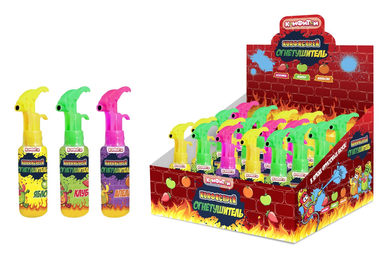КОНФИСПРЕЙ Огнетушитель жидкая карамель, блок 30 шт. (25мл х 30 х 12)