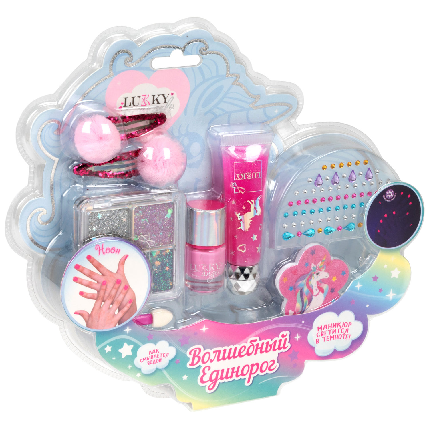 Набор детской декоративной косметики Lukky Angel «Волшебный Единорог» для макияжа лица, век, маникюра
