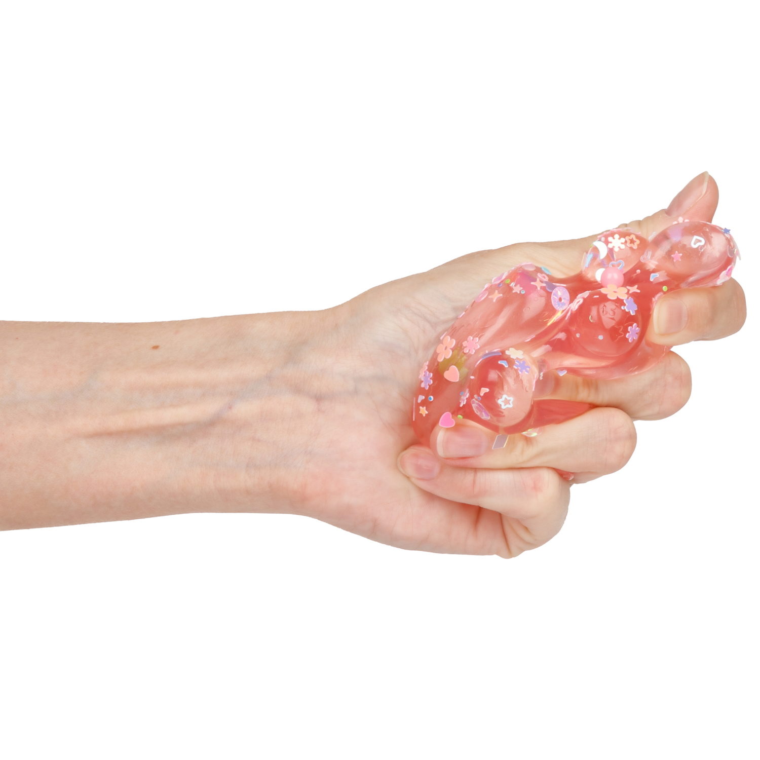 Игрушка-антистресс 1TOY Крутой замес Няшка-вкусняшка мармелапка с посыпками и блестками, малиновая