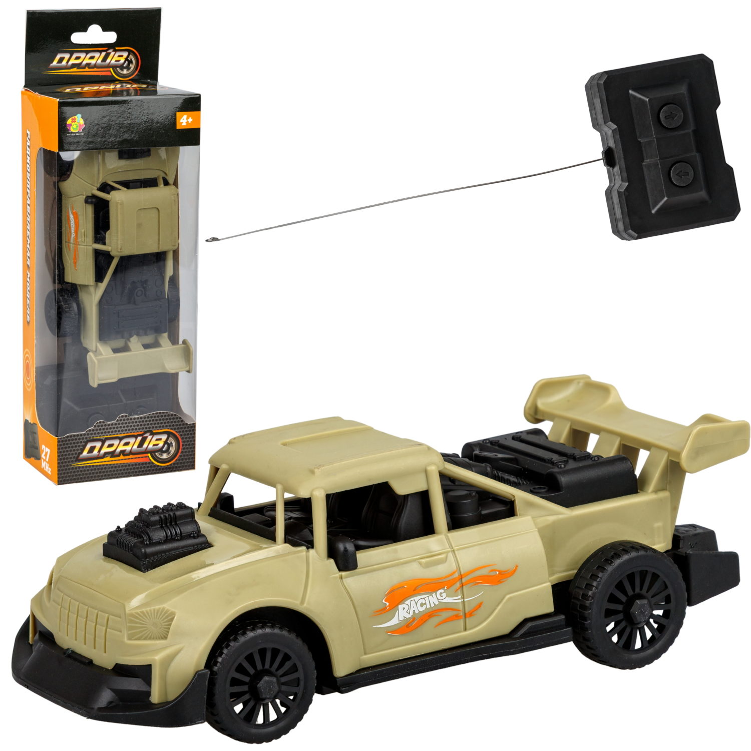 Машинка на пульте управления 1TOY Драйв Спорткар, 1:35, 27 МГц, 2 канала, синяя/коричневая