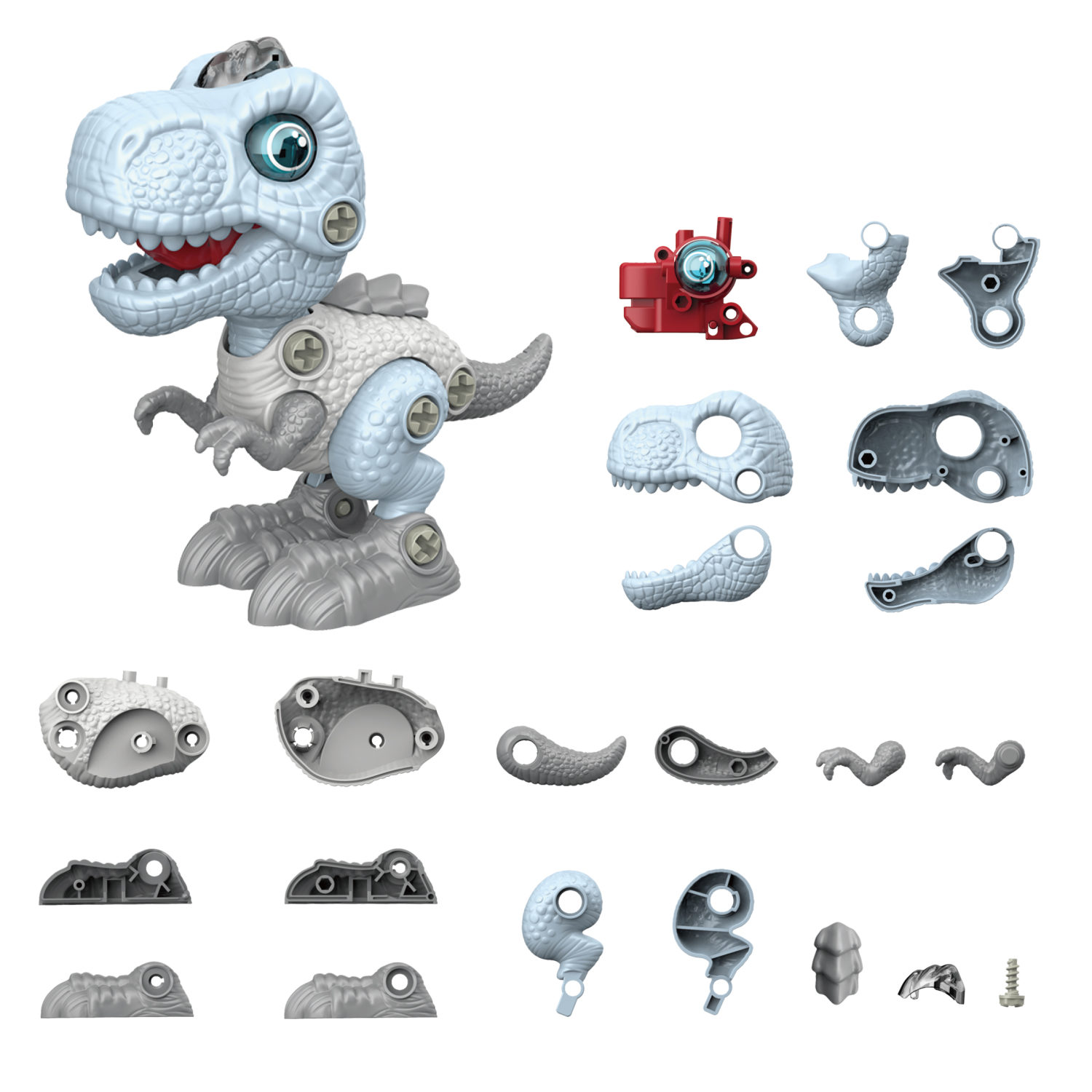 Интерактивная игрушка динозавр 1toy RoboLife Тираннозавр, детская, музыкальная, конструктор, робот, со световыми эффектами, для девочек и мальчиков