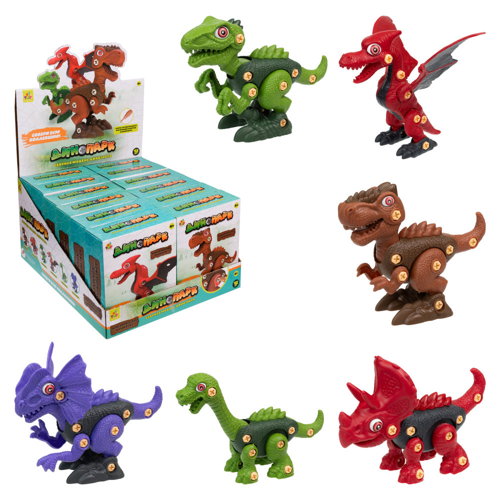 1toy Динопарк «Доисторическая коллекция» (в асс. 6 видов, д/б 12 шт.)